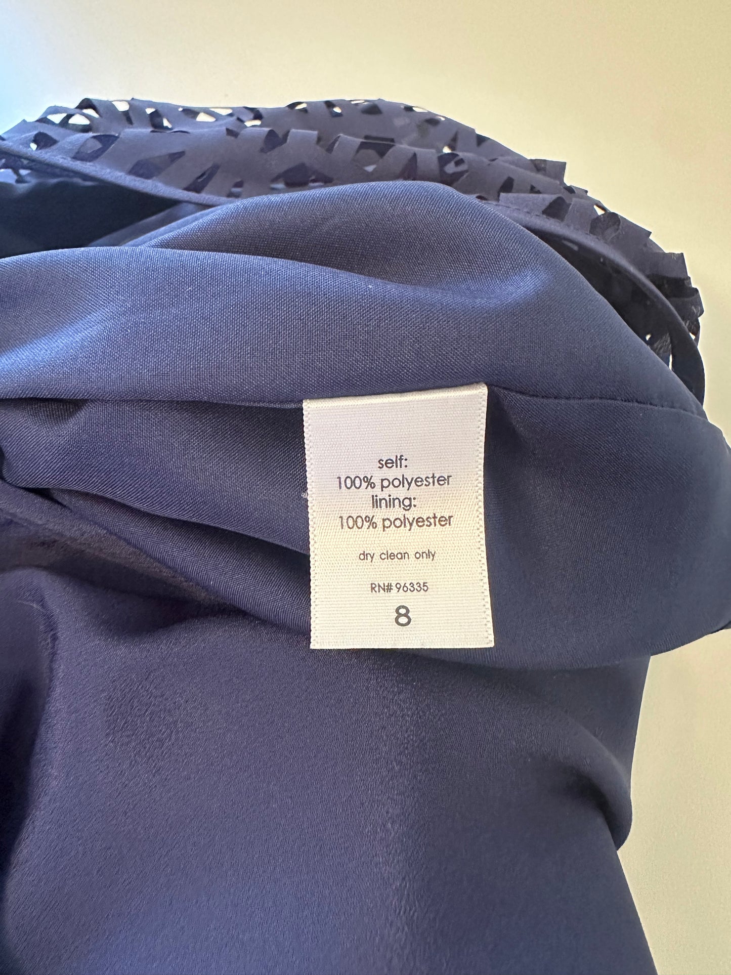 Susana Monaco Midnight Blue Laser Cut Mini Dress | Size 8