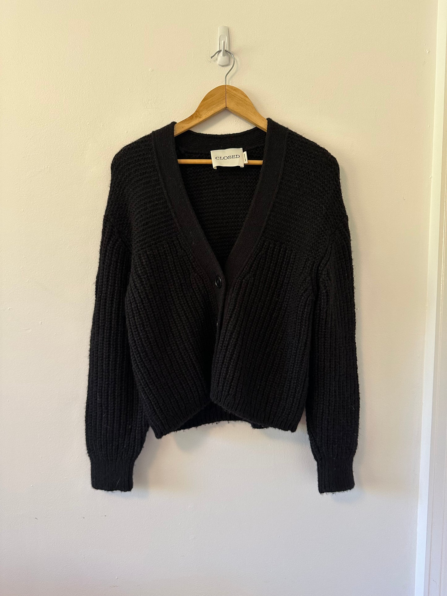 Closed Black Knit Alpaca Blend Knit Cardigan | Size Small
