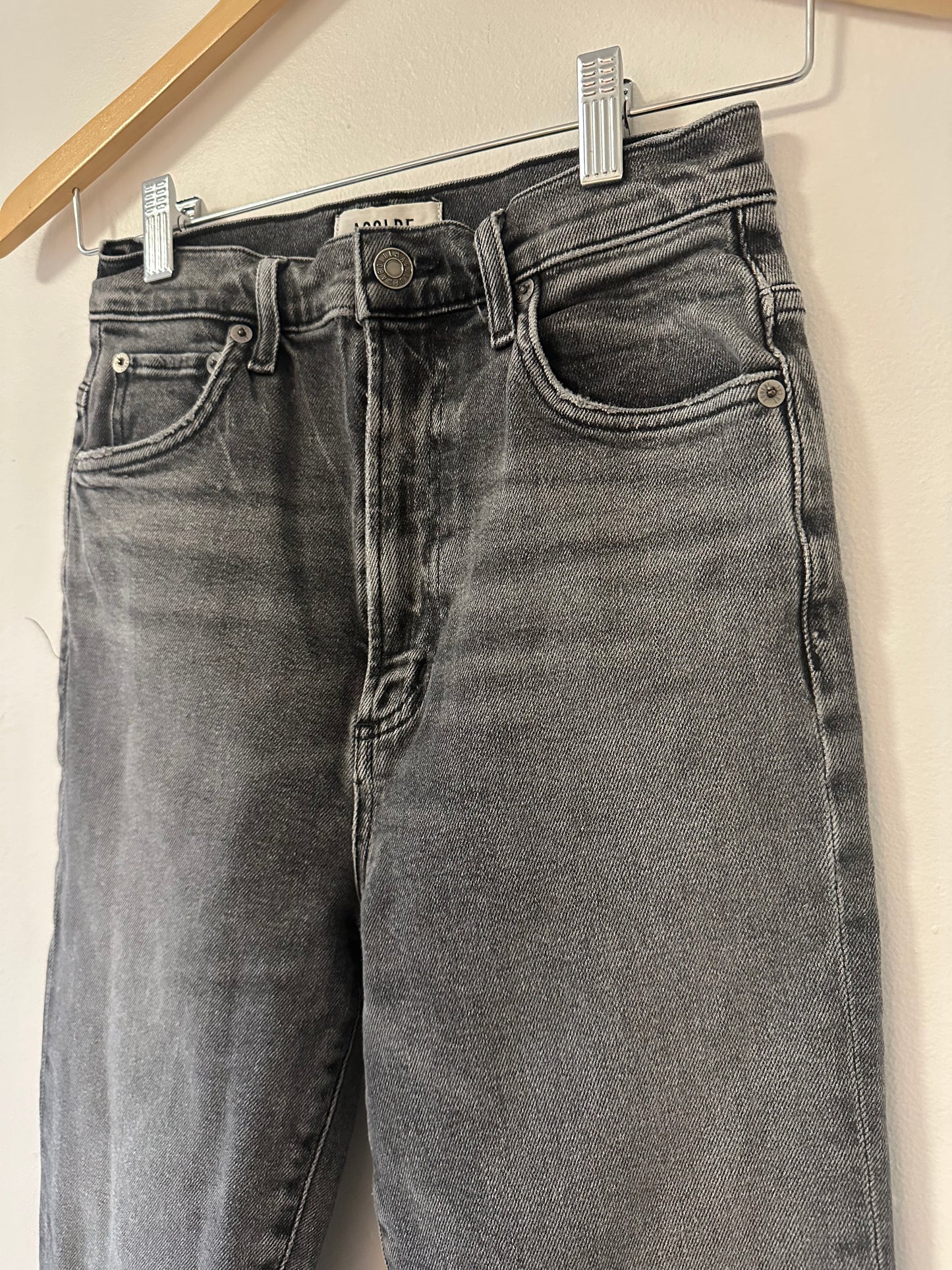 Agolde Pinch Waist High Rise Charcoal Skinny Jeans in Interlude - Size 24