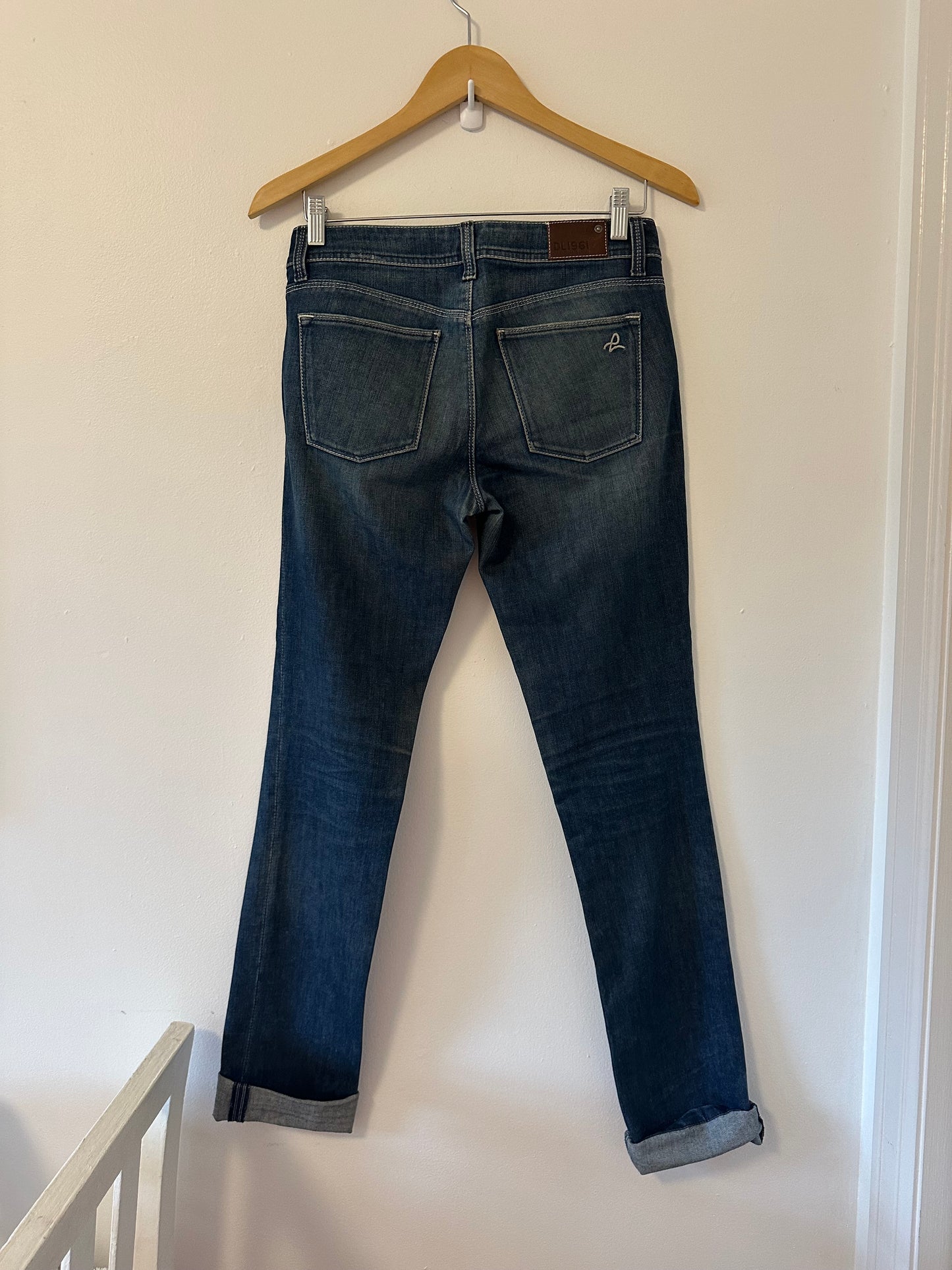 DL1961 Women's Dark Blue Grace High Rise Straight Leg Ankle Jeans - Size 27