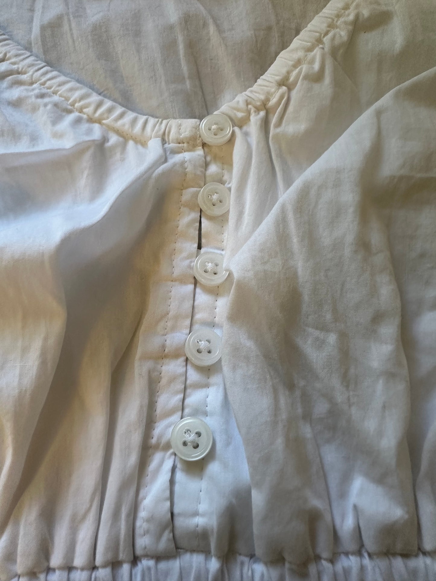 J. Crew V-Neck Cotton Blouse with Smocked Waist in White | Size Small