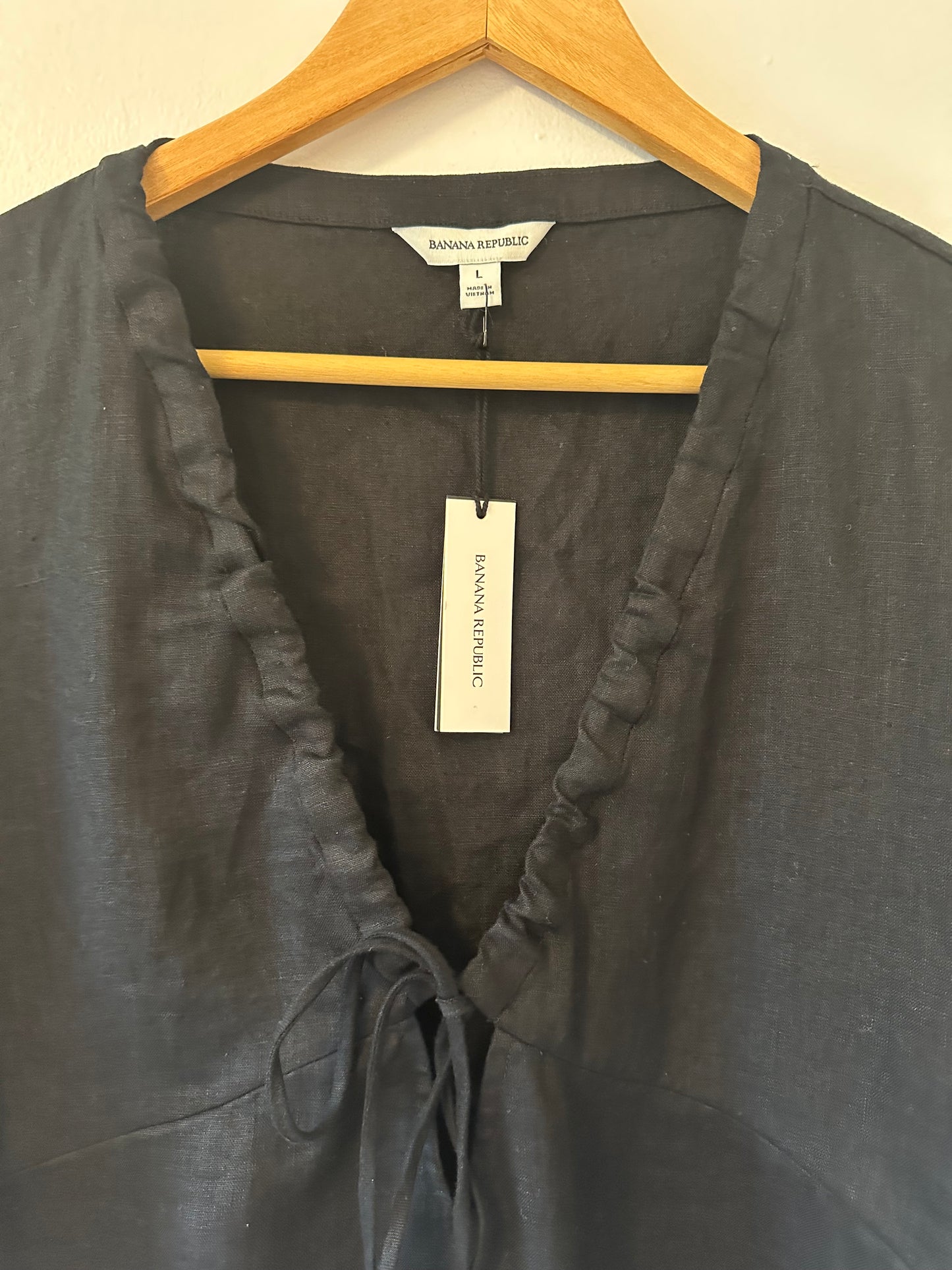 Banana Republic Linen Tie Front Blouse Size Large