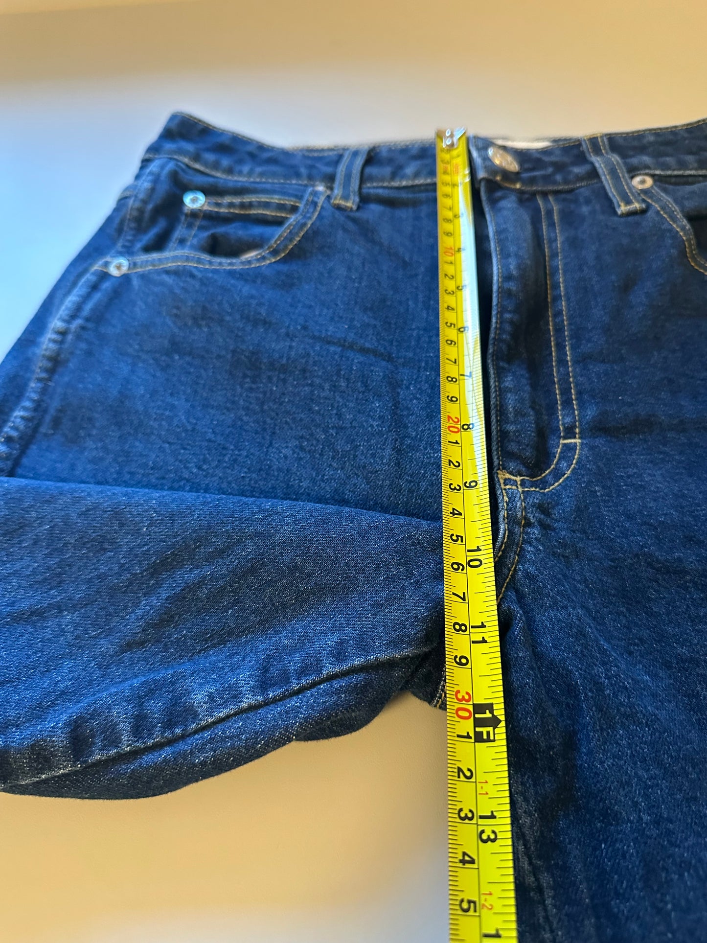 AMO Denim Bella Dark Blue Flare Jeans in Indie Blue | Size 29