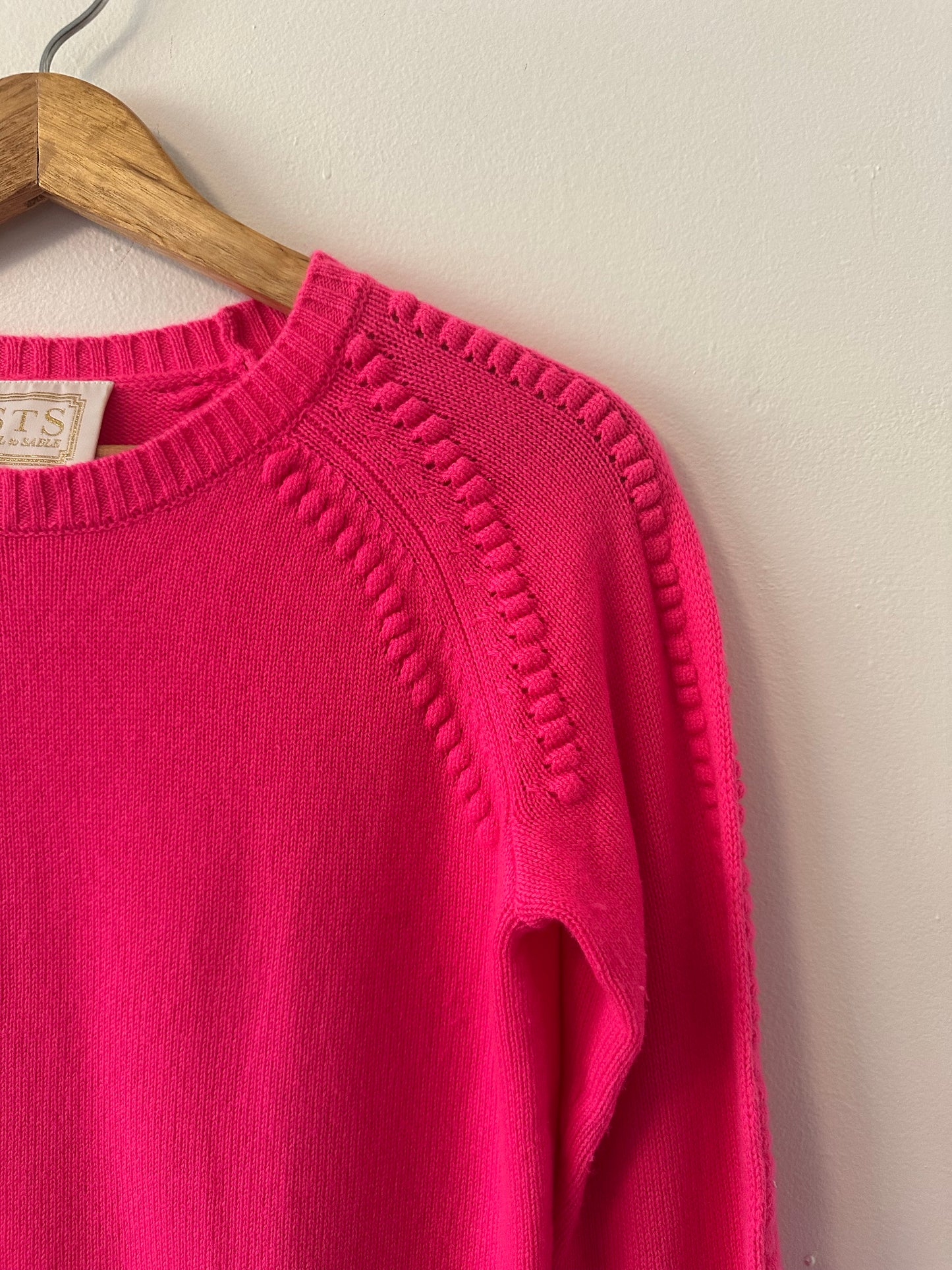 Sail to Sable Bright Pink Crew Neck Wool and Cashmere Sweater | Size Small