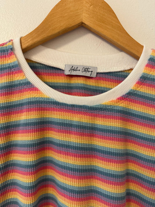 Adeline Clothing Colorful Striped Women's Top - Size Medium