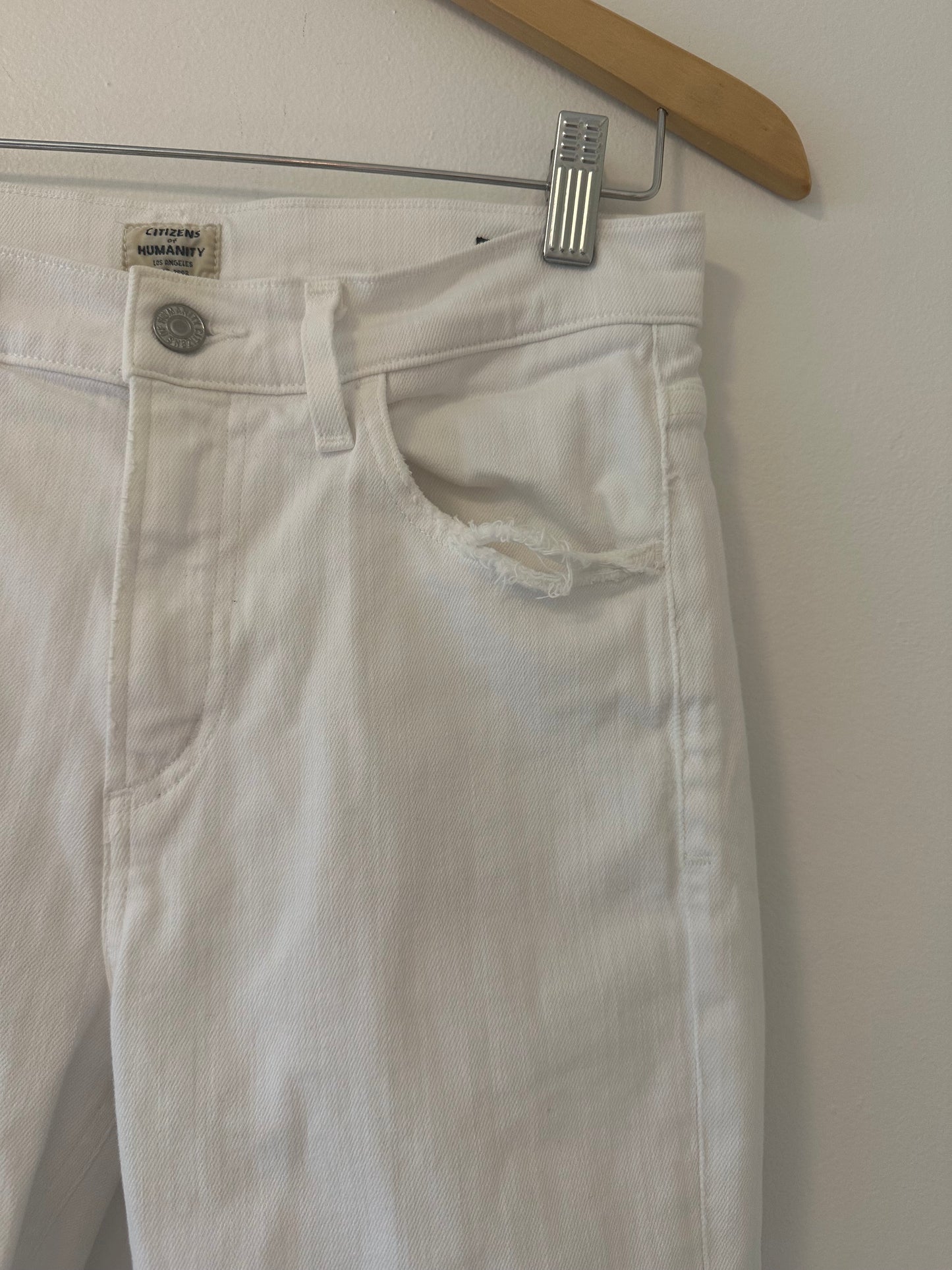 Citizens Of Humanity White High Rise Drew Crop Flare Jeans - Size 25