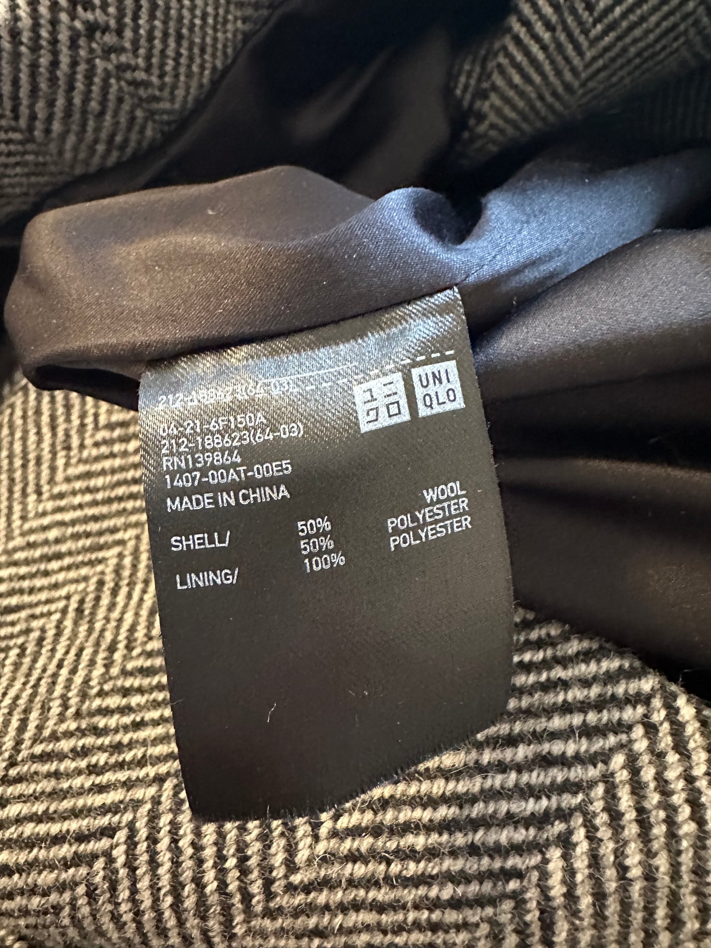 Uniqlo x Carine Roitfeld Herringbone Wool Blend Double Breasted Coat | Size XS