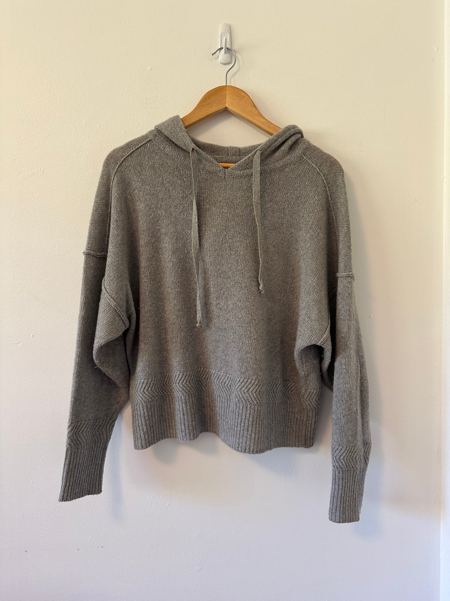Anthropologie Cashmere Gray Knit Hoodie Sweater | Size Small