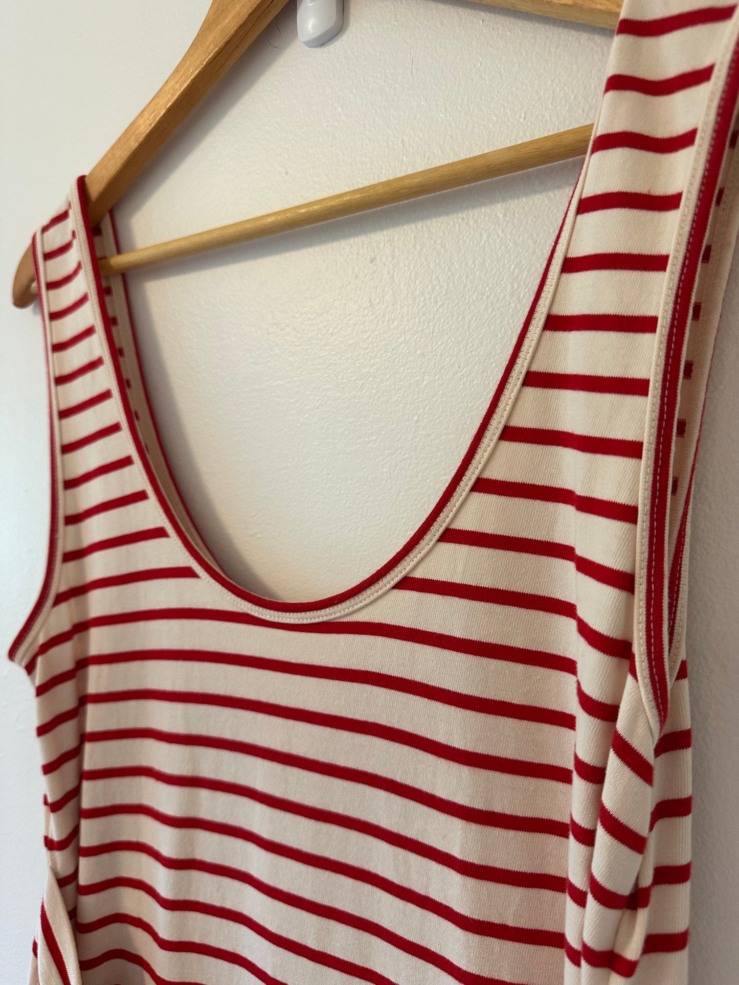 Maeve Striped Red and White Sleeveless Dress Size Medium