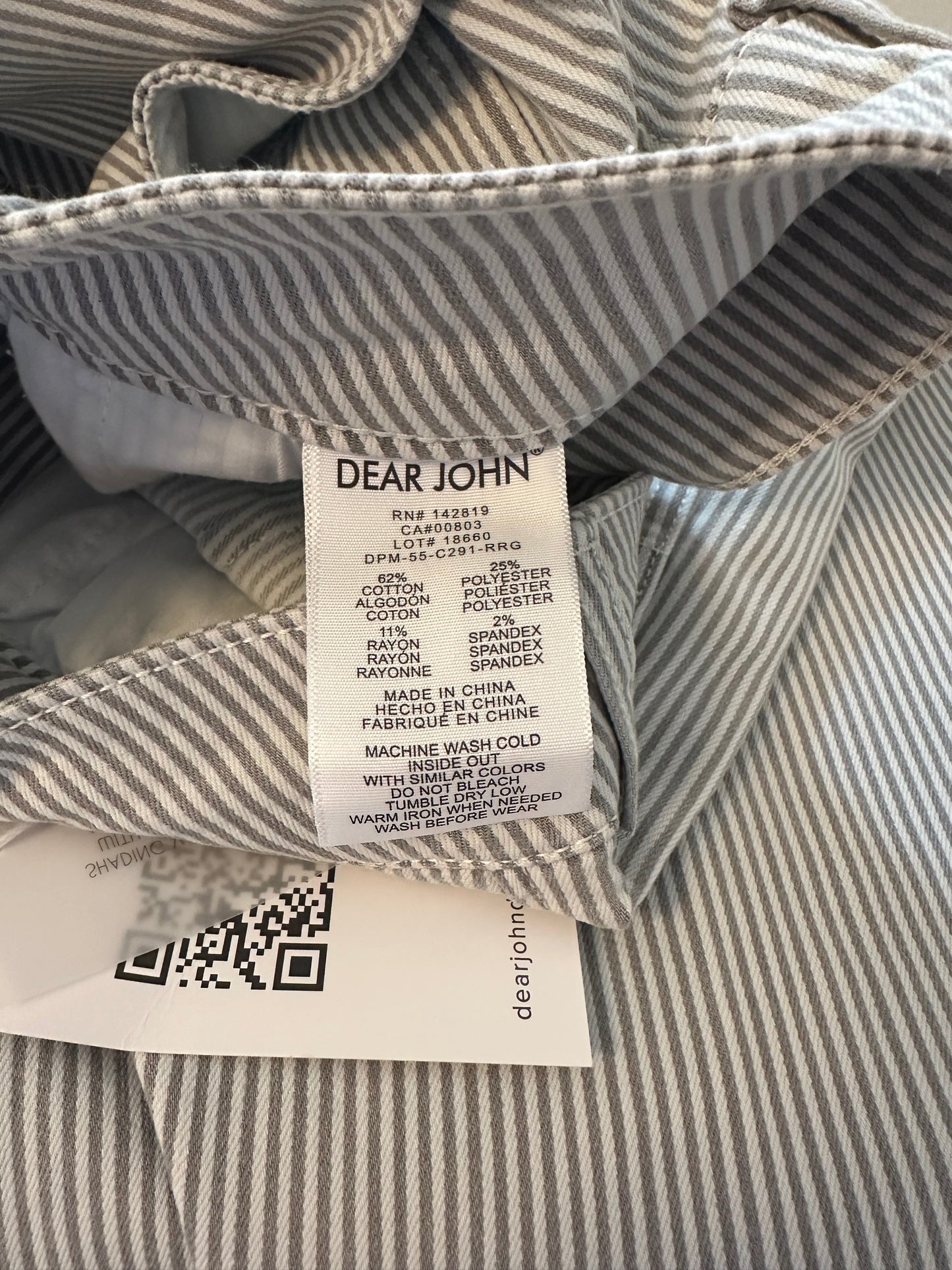 NWT Dear John Audrey Wide Leg Striped Jeans in Railroad Gray Stripe | Size 26