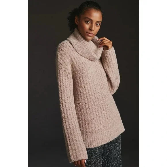 Anthropologie Maeve Cowl Turtleneck Sweater in Rose - Size Medium