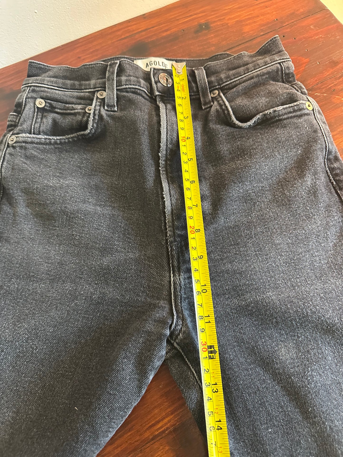Agolde High Rise Black Pinch Waist Skinny Jeans - Size 24