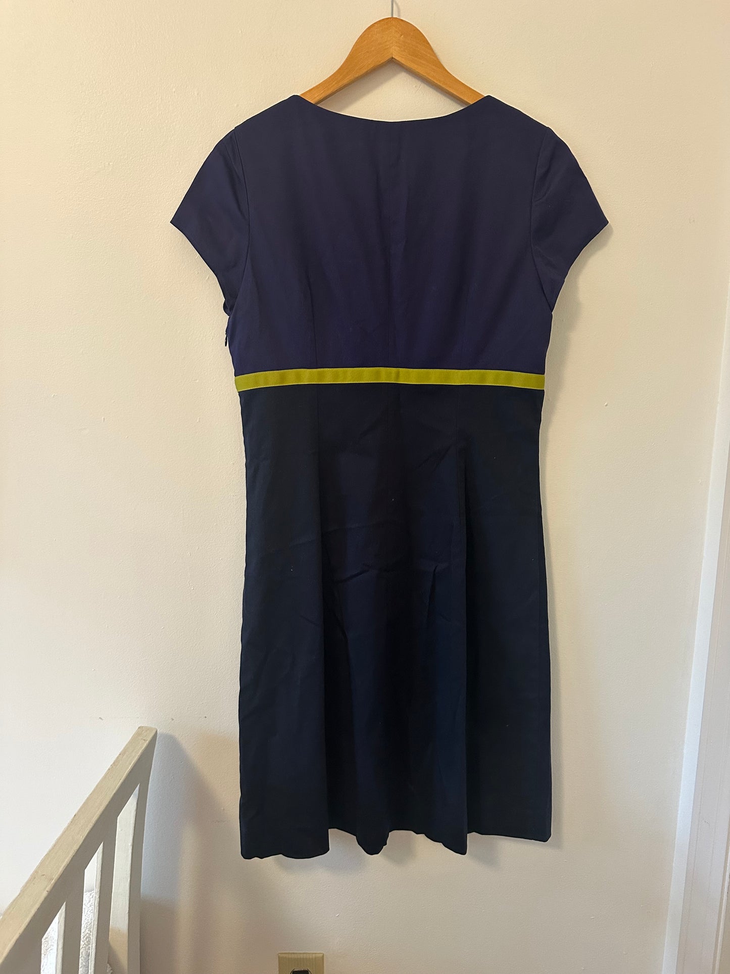 Boden Colorblock Purple and Navy Cap Sleeve Empire Waist Dress - Size 12