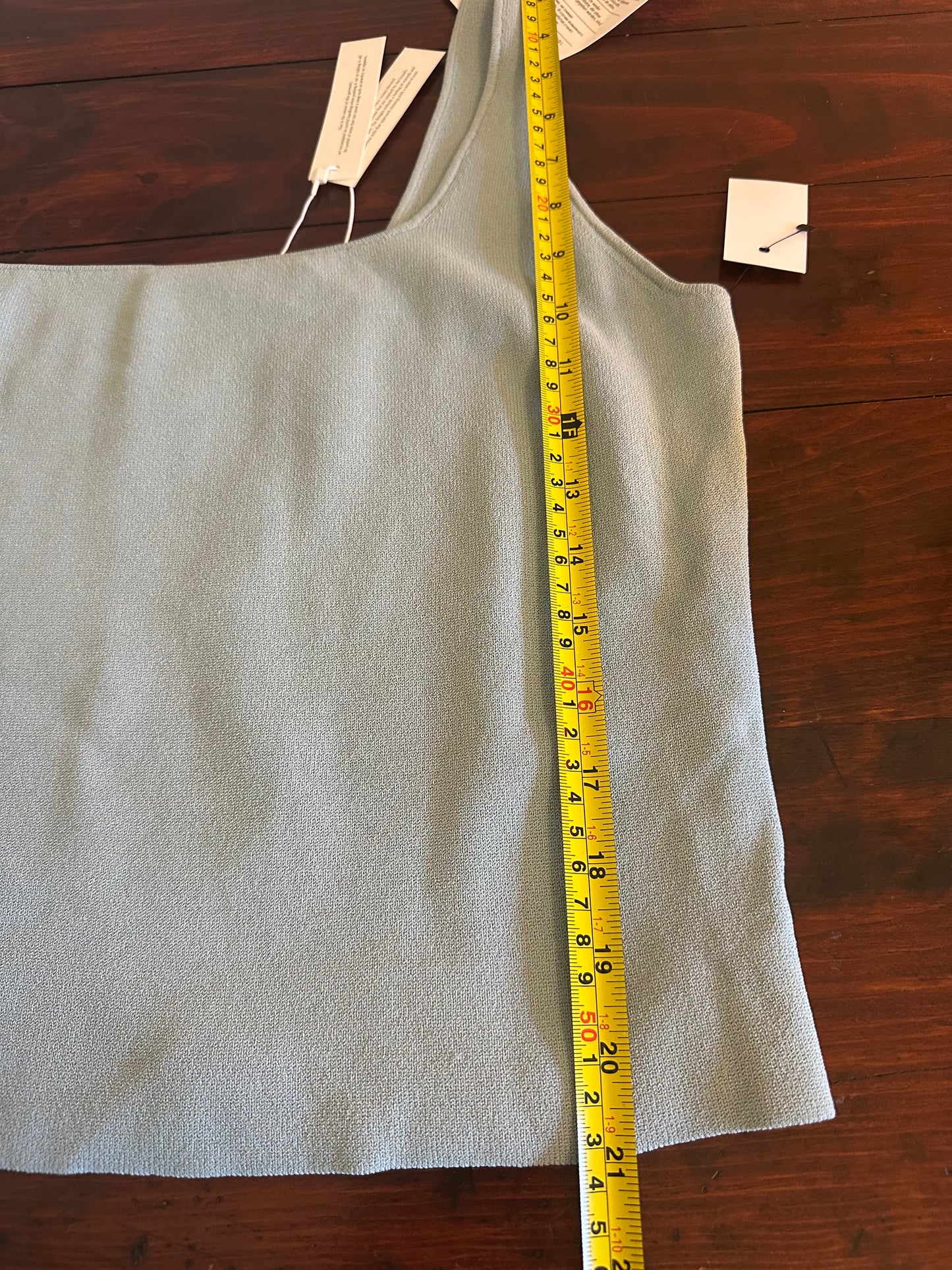 NWT Vince Square Neck Tank Top Stretch in Light Blue - Size XL