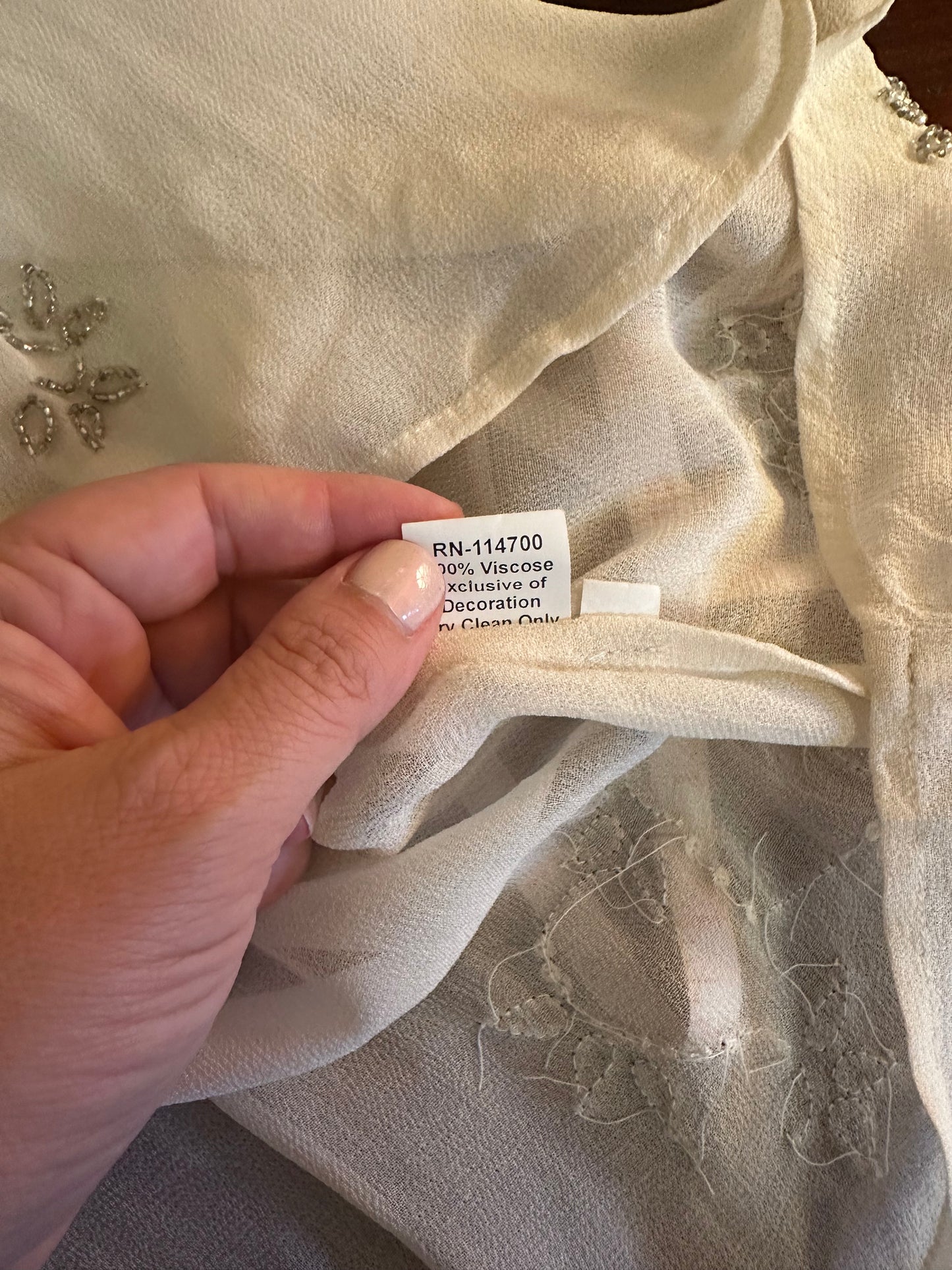 NWT Chan Luu Beaded Cream Blouse Size Large