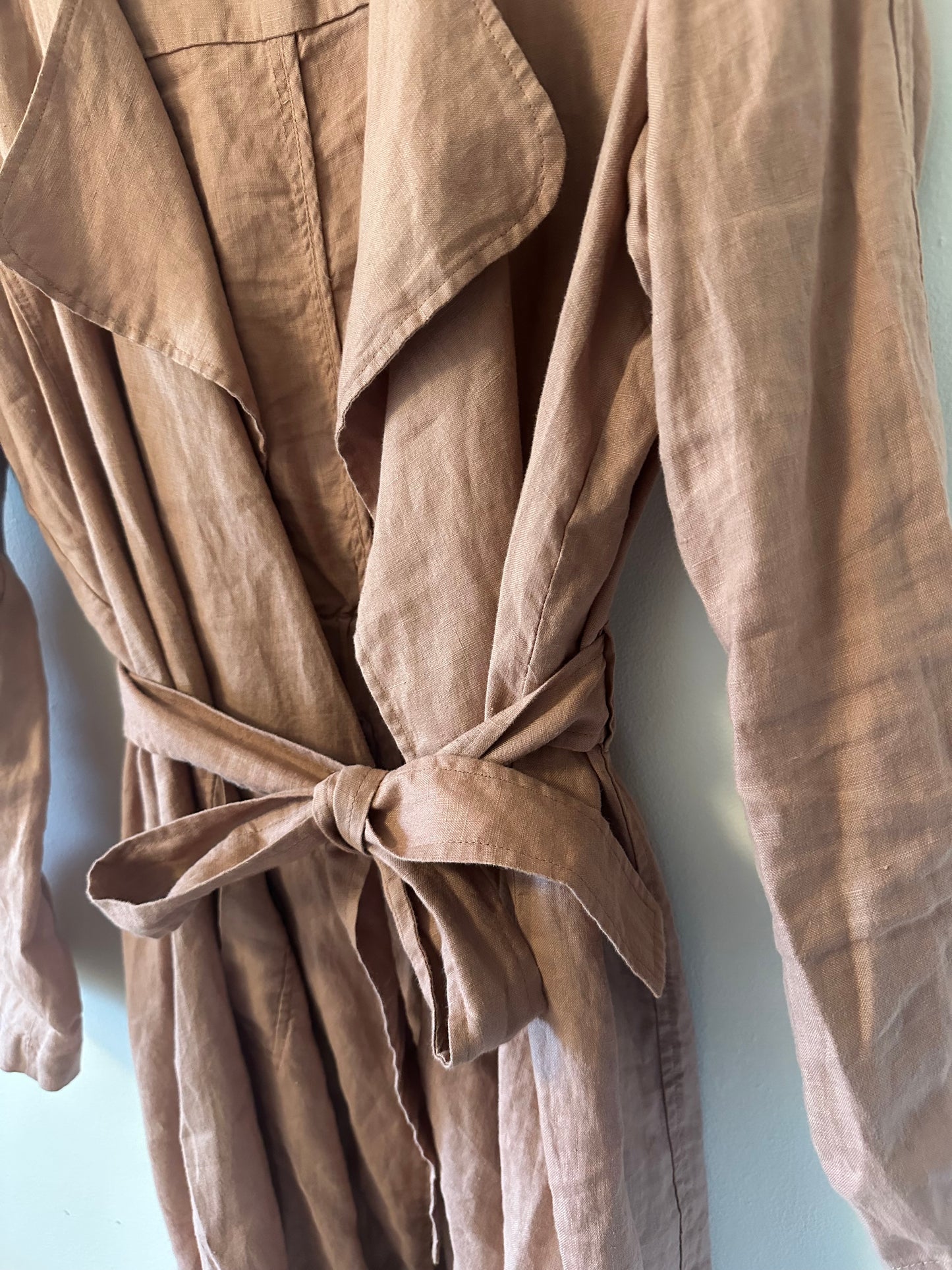Cynthia Rowley Dusty Rose Linen Trench Coat | Size Small