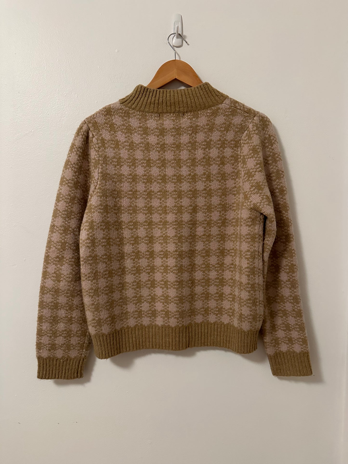 Heartloom Jodene Checkered Beige Sweater | Size Large
