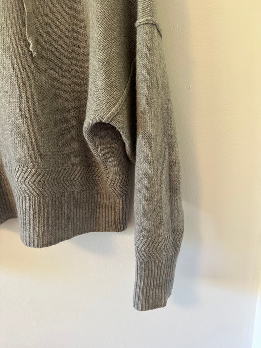 Anthropologie Cashmere Gray Knit Hoodie Sweater | Size Small