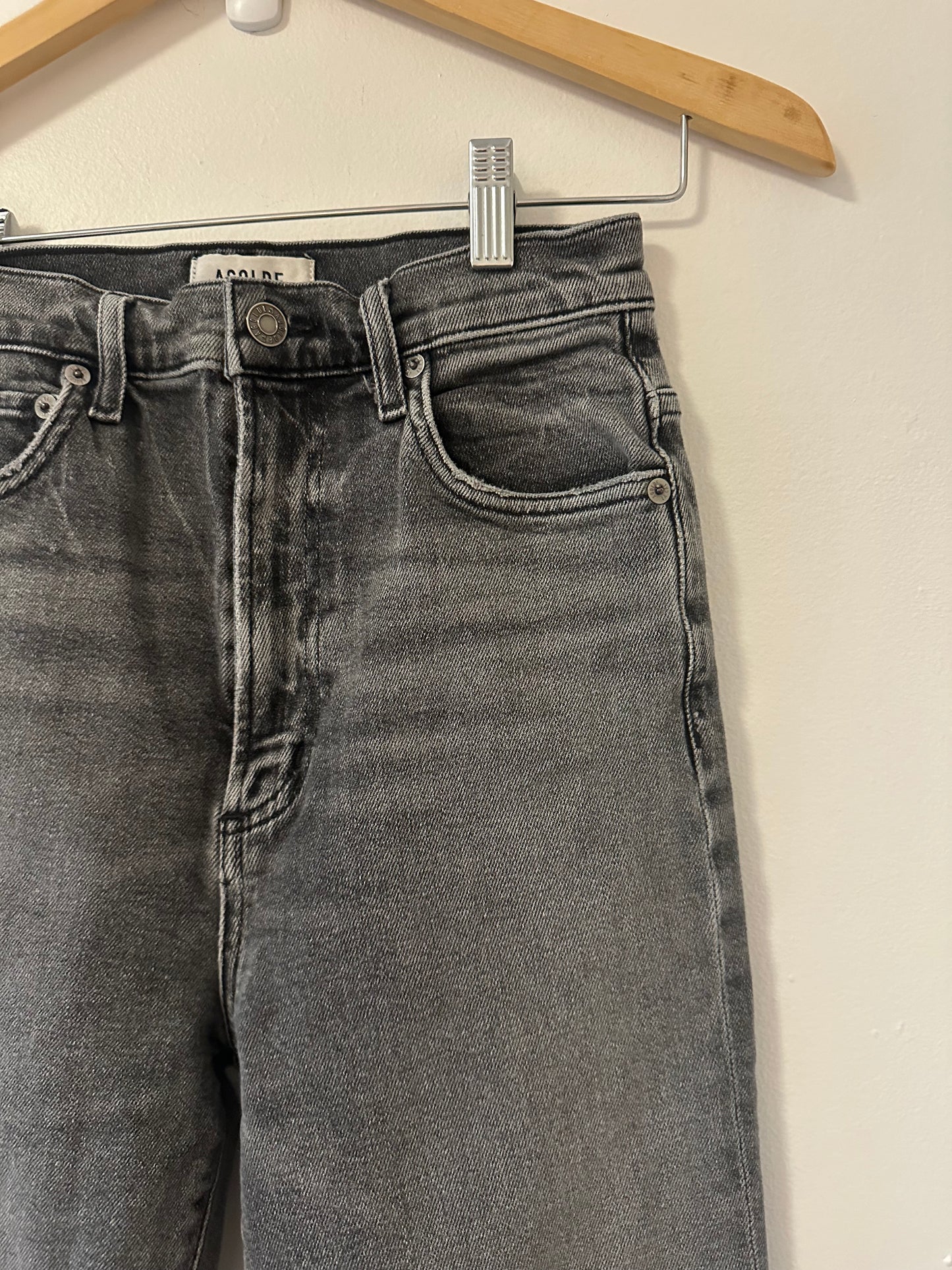 Agolde Pinch Waist High Rise Charcoal Skinny Jeans in Interlude - Size 24