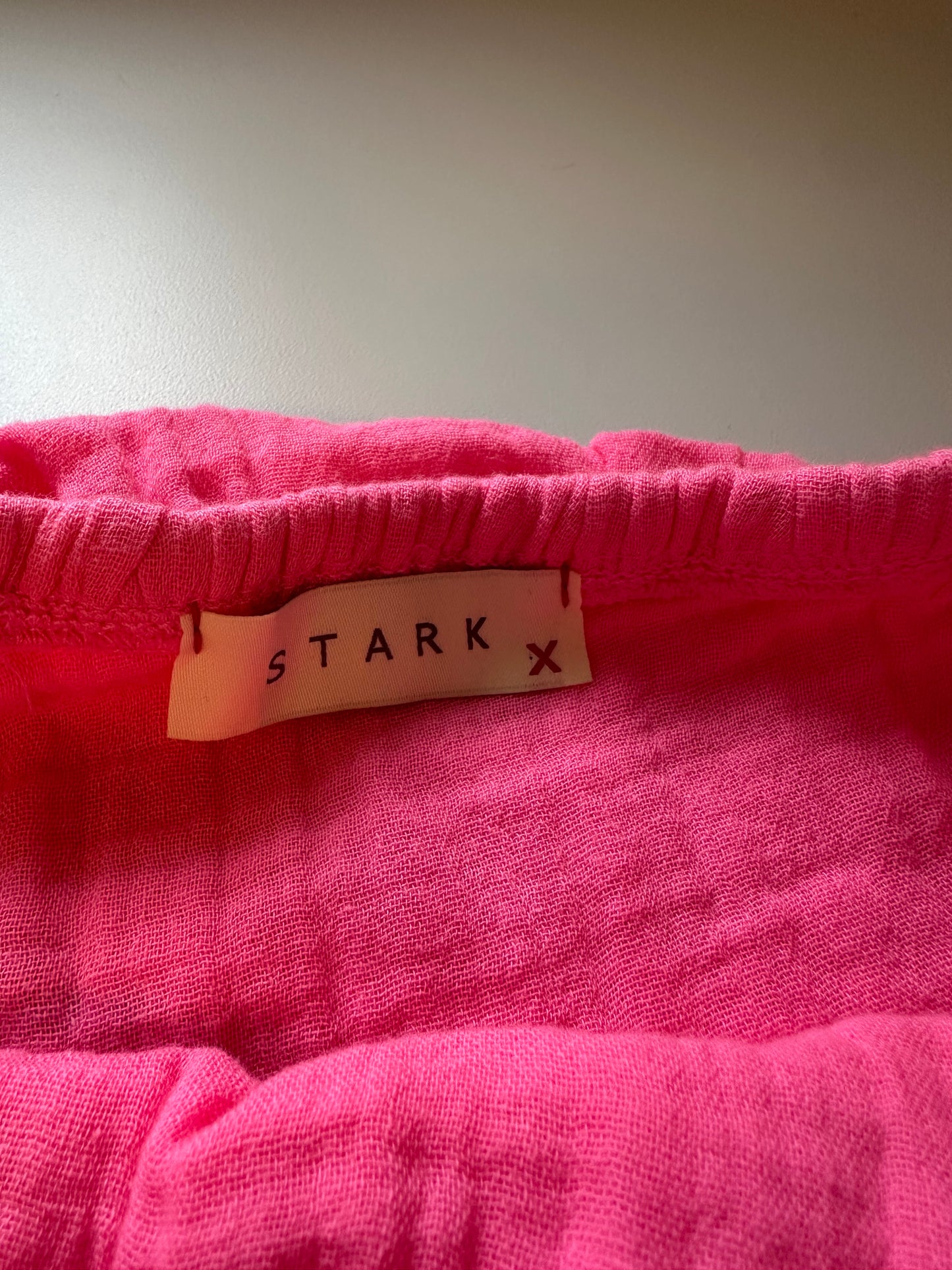 Stark X - Pink One-Shoulder Ruffle Gauze Cotton Blouse | Size Small