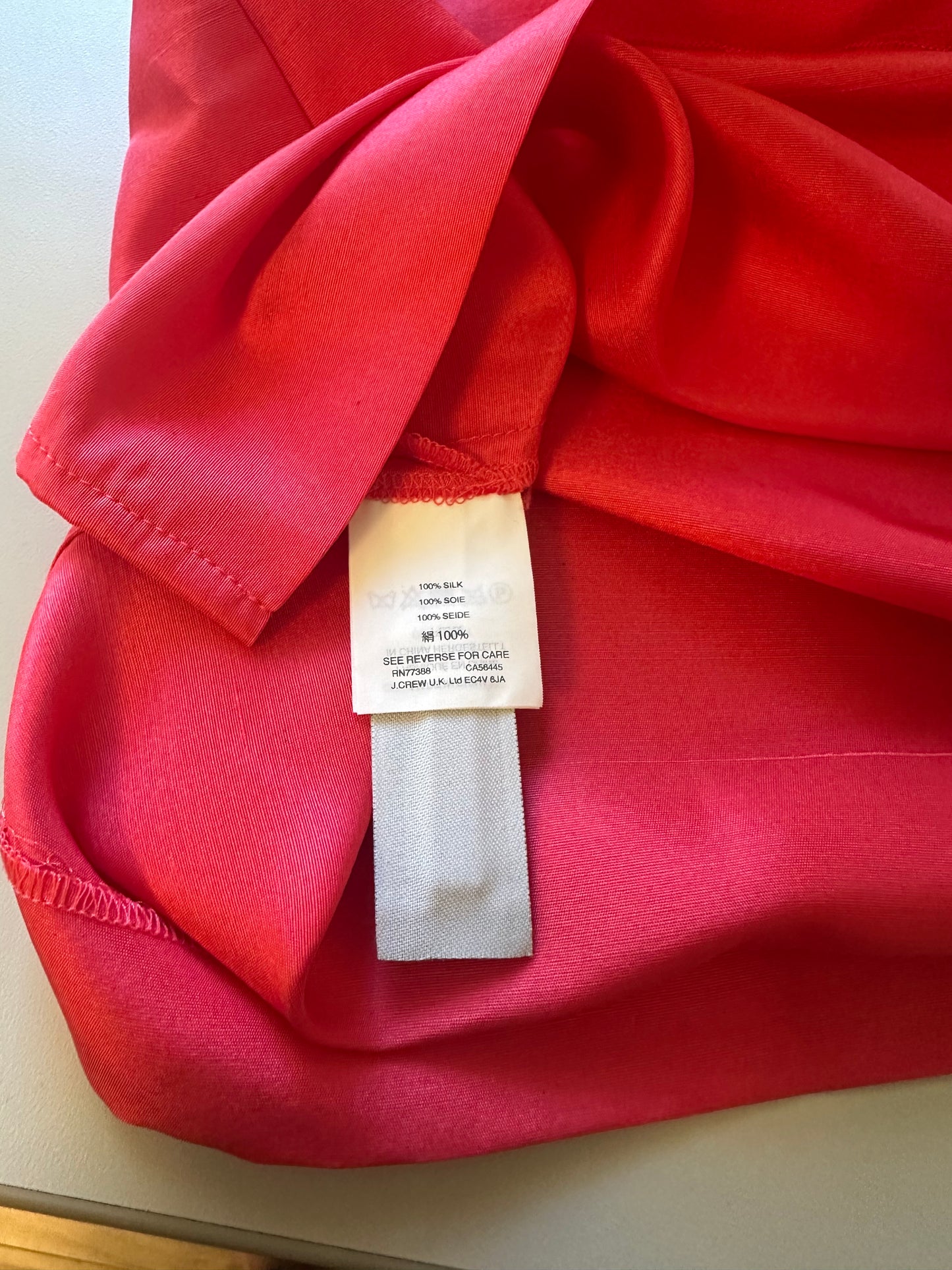 J. Crew Silk Shantung One-Shoulder Ruffle Blouse in Brilliant Poppy
