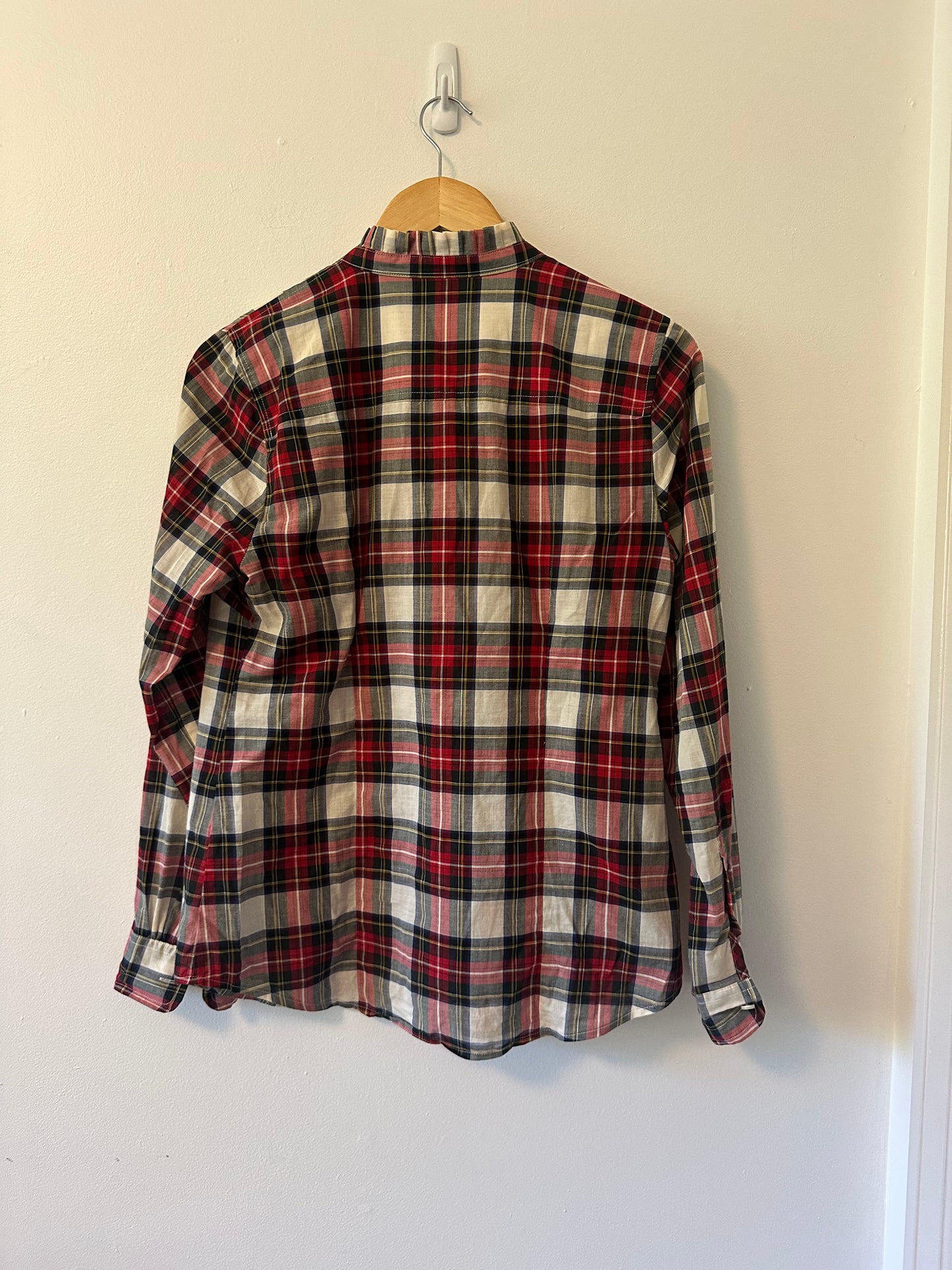 J. Crew Tartan Plaid Ruffle Button Down Shirt | Size Small