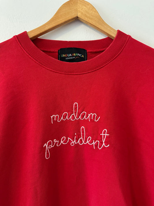 Lingua Franca Madam President Red Sweatshirt | Size Large