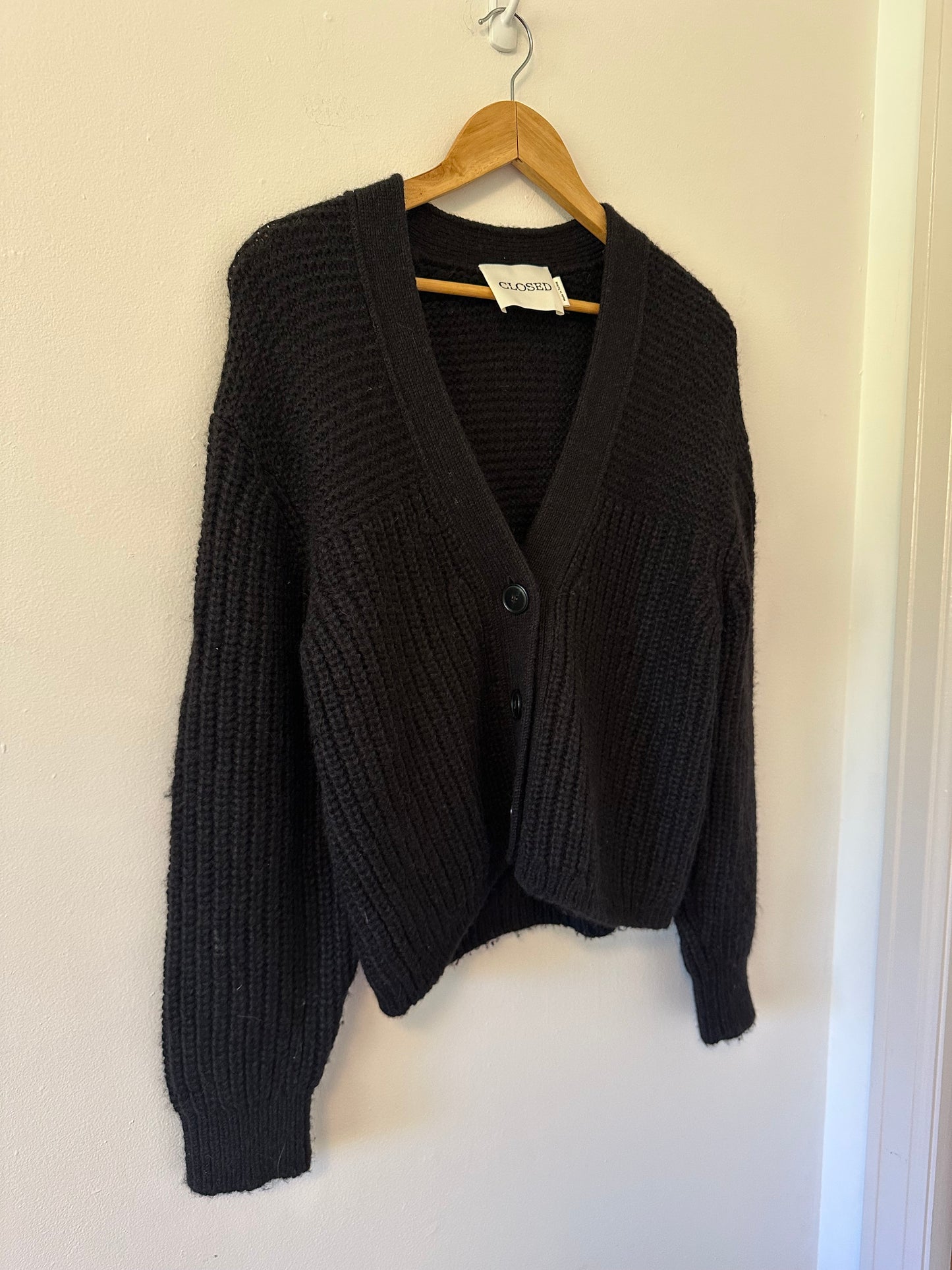 Closed Black Knit Alpaca Blend Knit Cardigan | Size Small