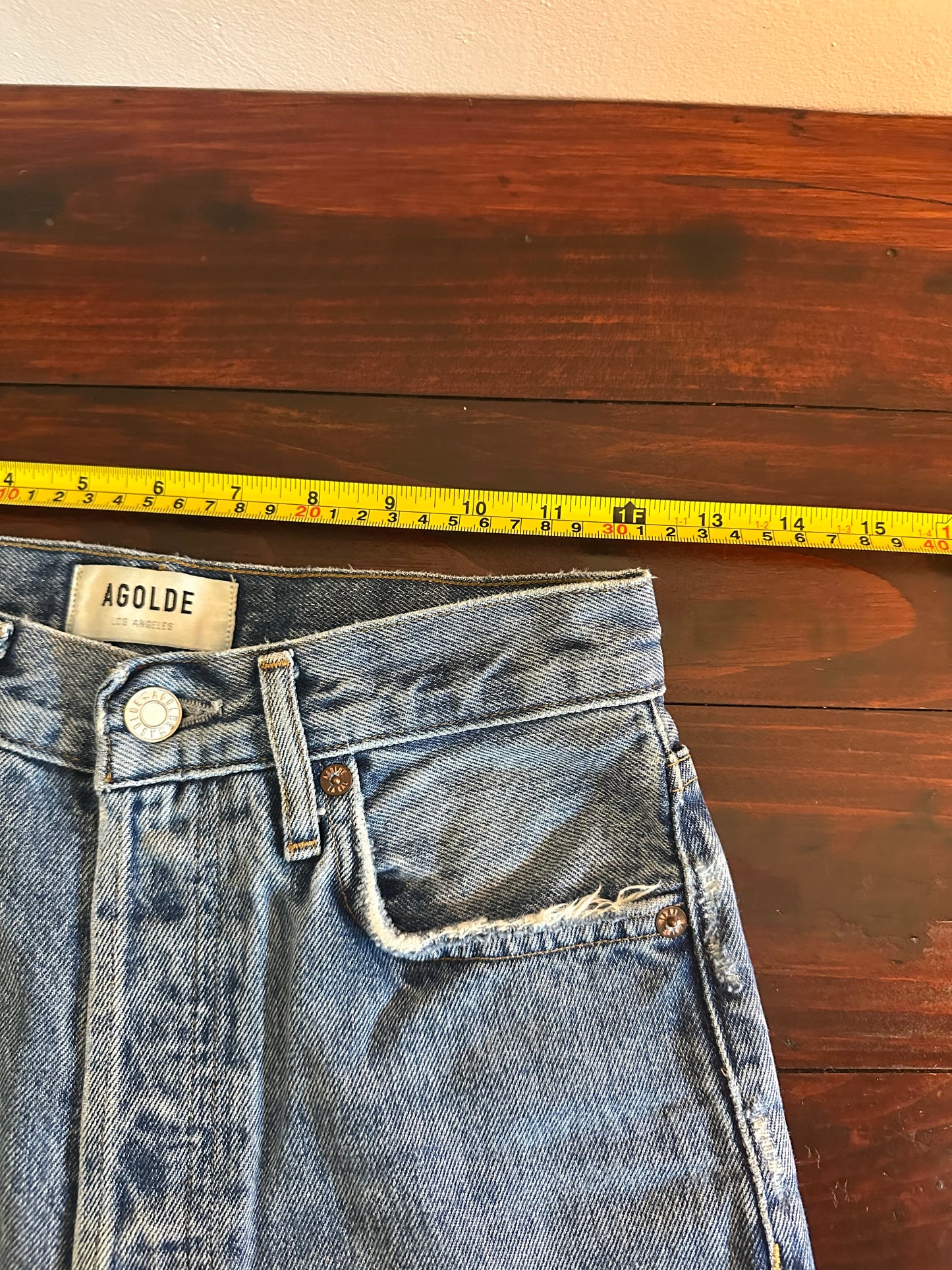Agolde Classic Blue Denim 90s Pinch Waist Jeans - Size 24