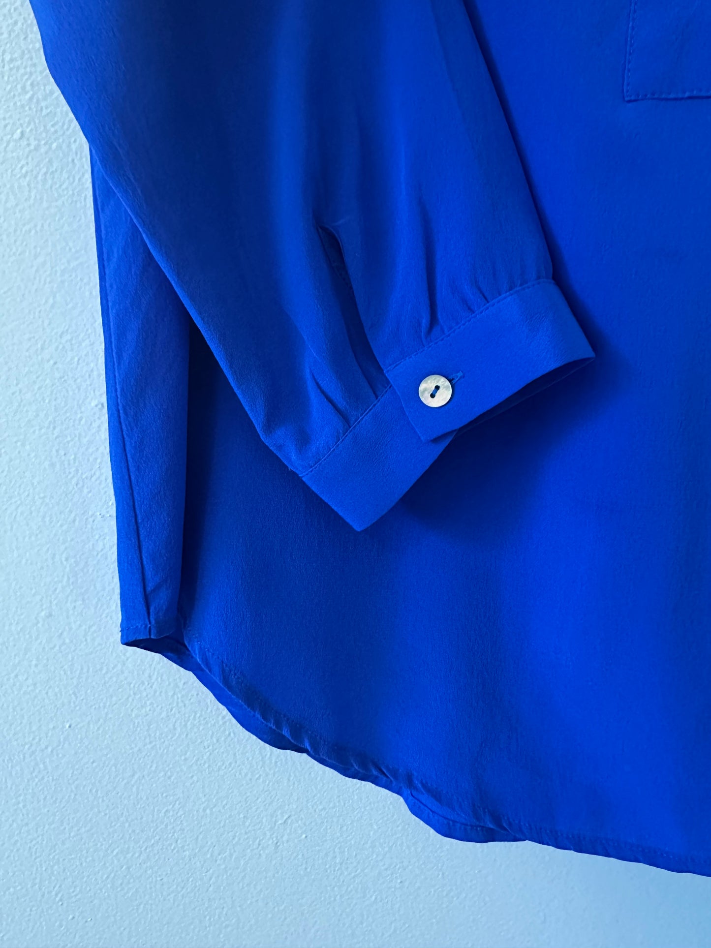 Ellie Kai Notch Neck Blue Silk Blouse - Size 2