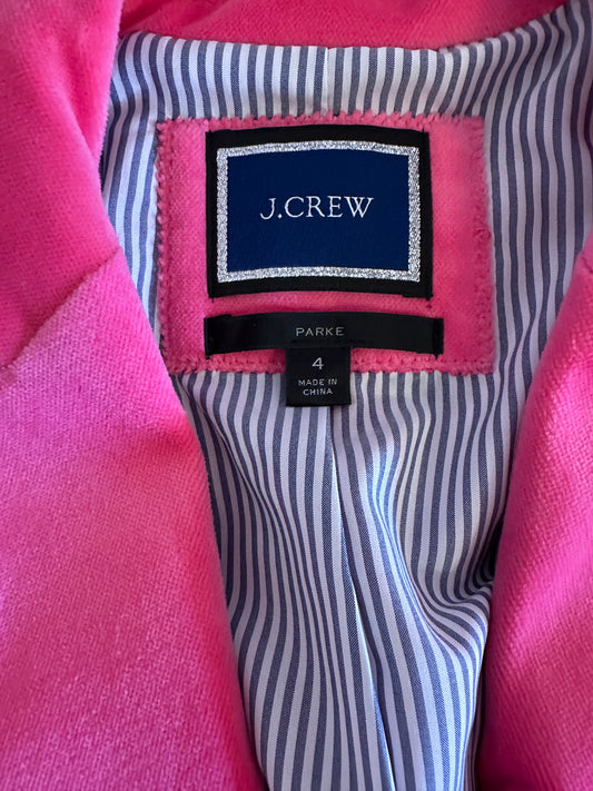 J. Crew Women's Pink Velvet Blazer Size 4