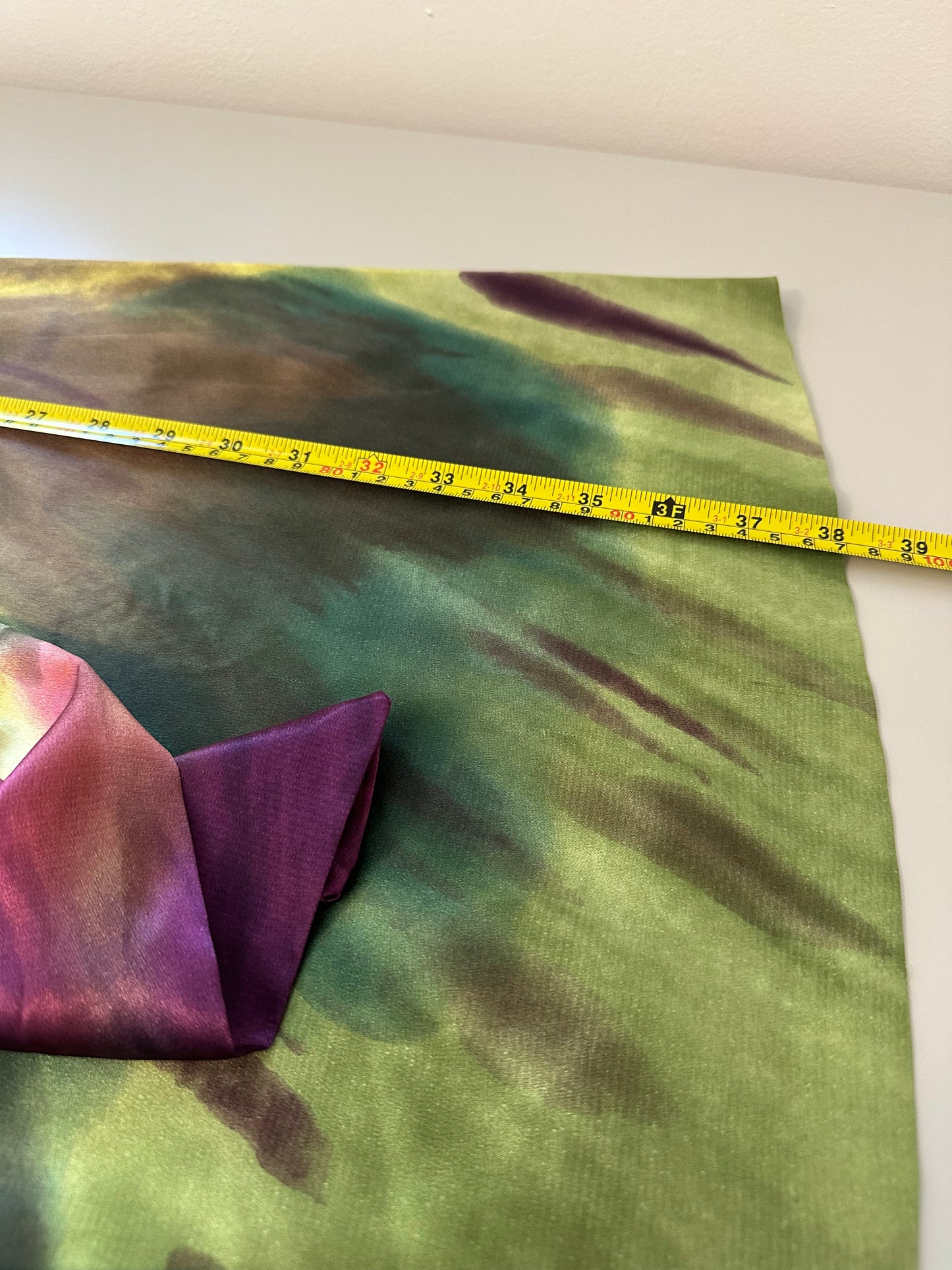 Cartese Sleeveless Belted Silky Dress in Purple and Green Print | Size 4