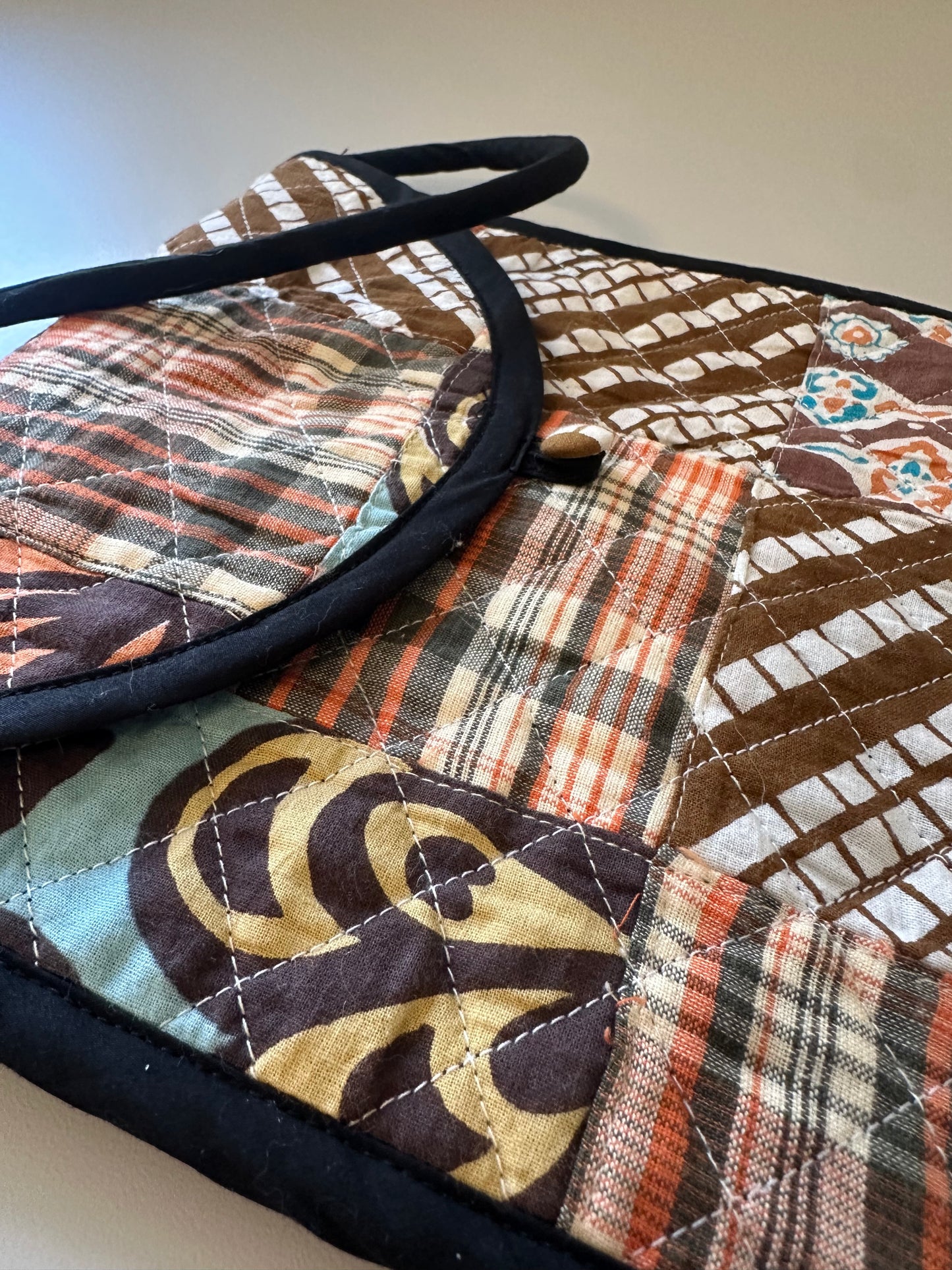 Batsheva Brown Plaid Double Sided Cloth Bag