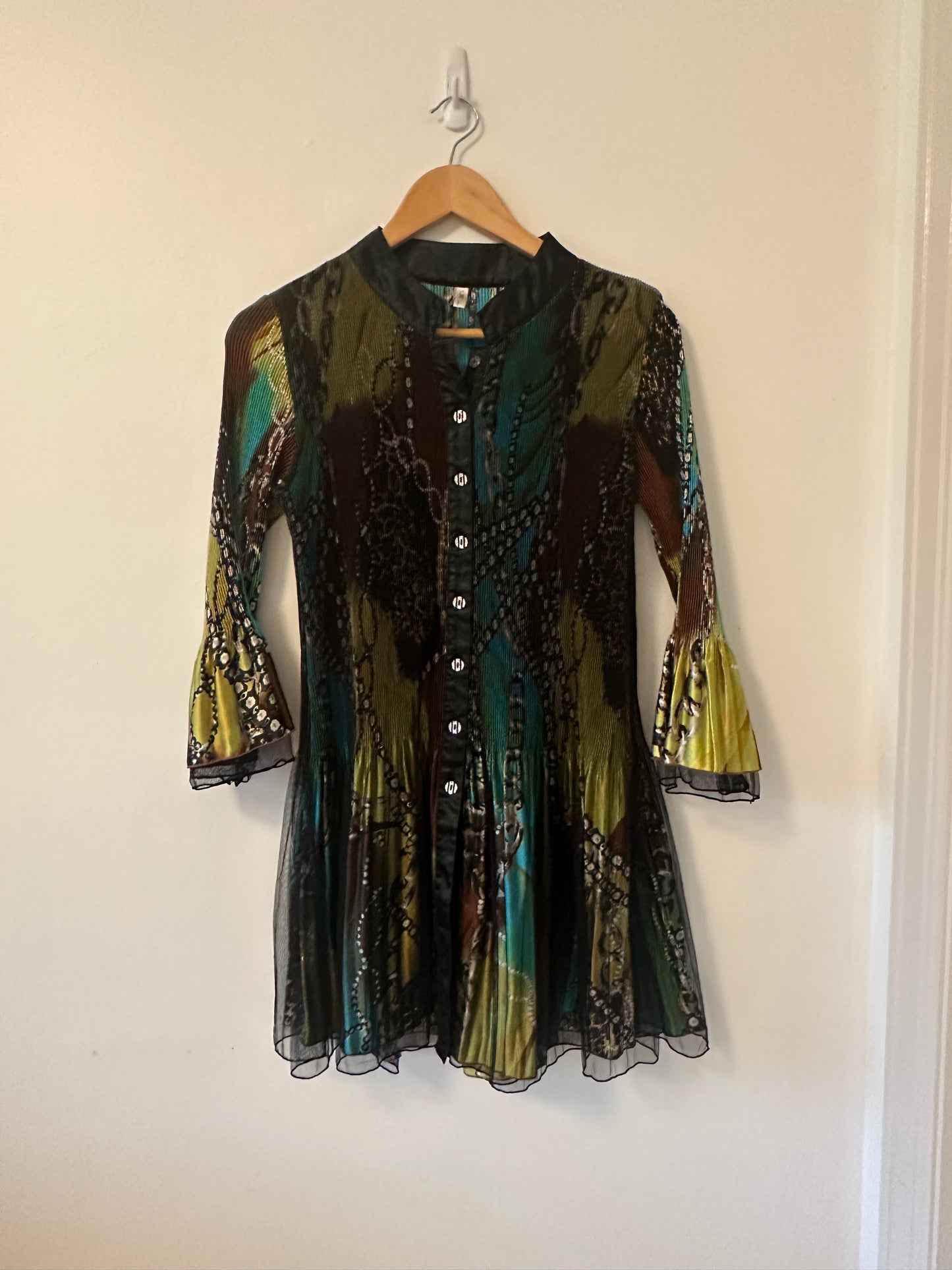 Lindi - Multicolor Button-Down Crinkle Tunic | Size Small