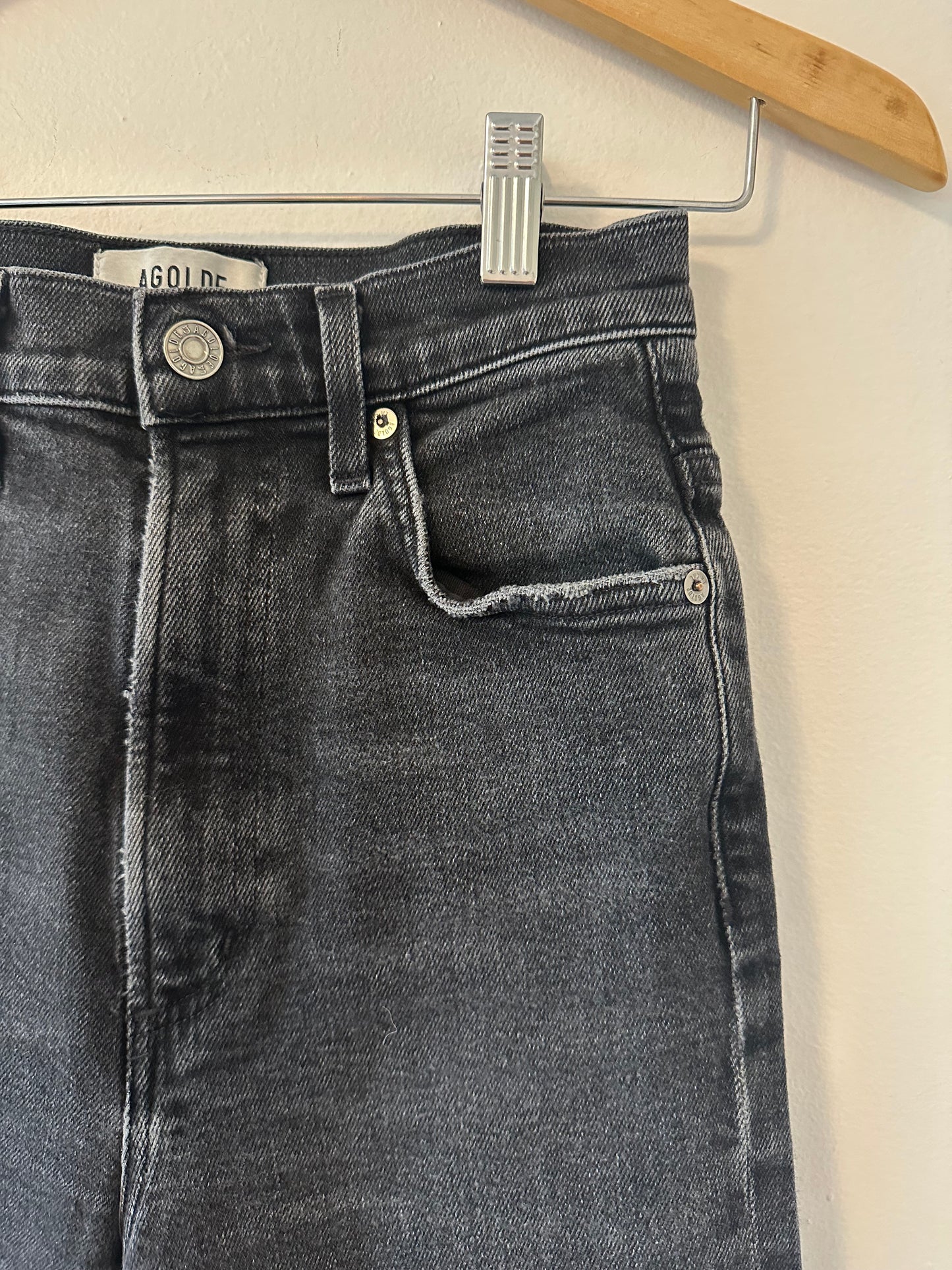 Agolde High Rise Black Pinch Waist Skinny Jeans - Size 24