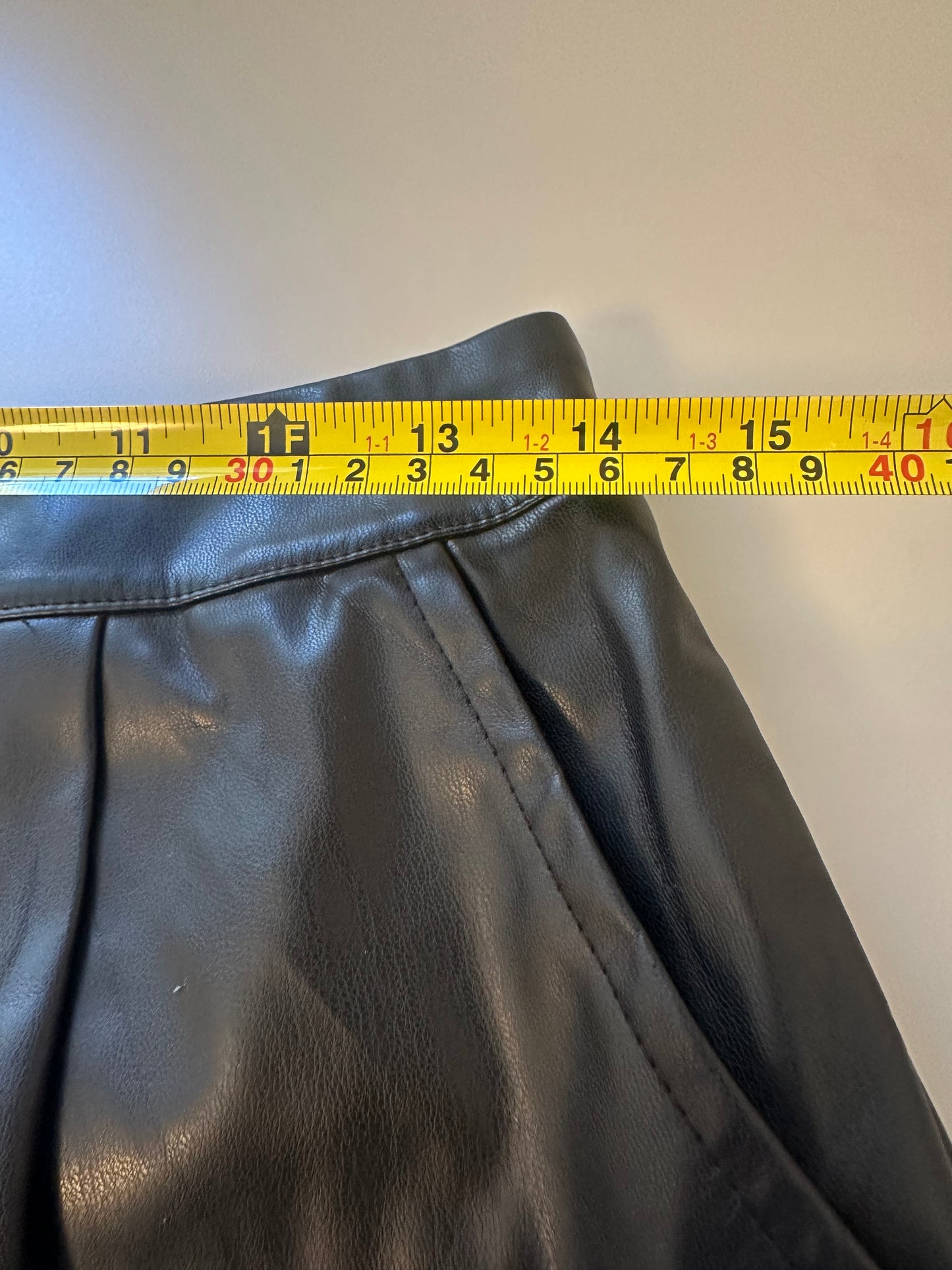 Luvamia High Waist Black Faux Leather Women's Shorts | Size Medium