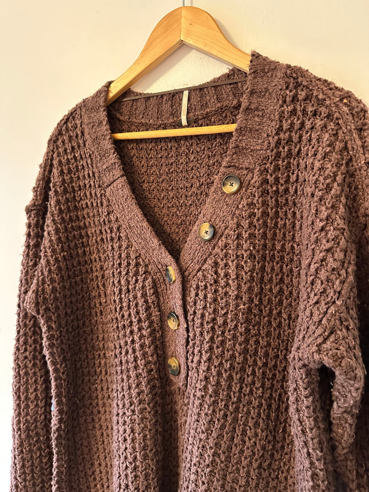 Free People Whistle Thermal Henley Long Sleeve Top - Size XS
