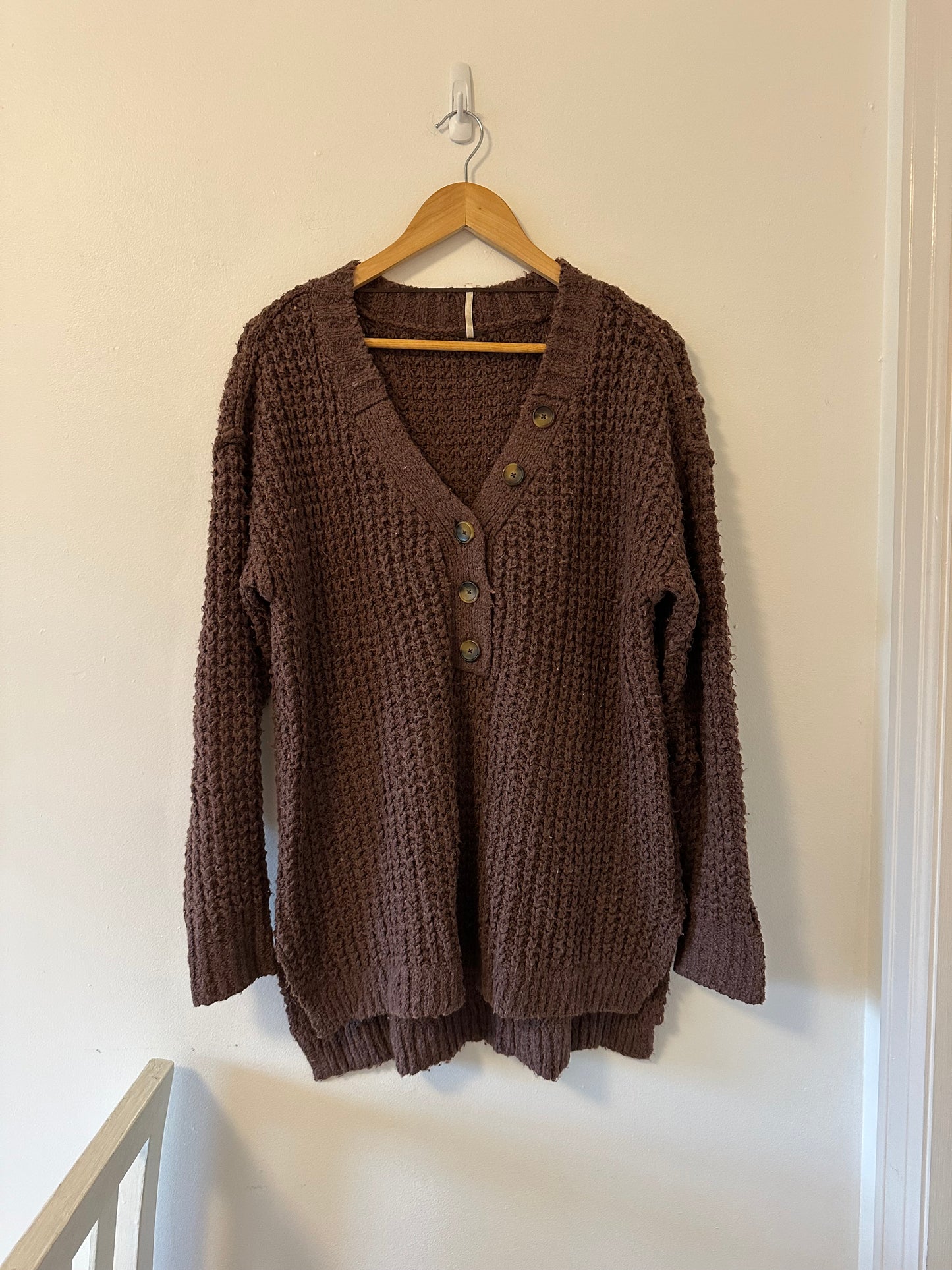 Free People Whistle Thermal Henley Long Sleeve Top - Size XS