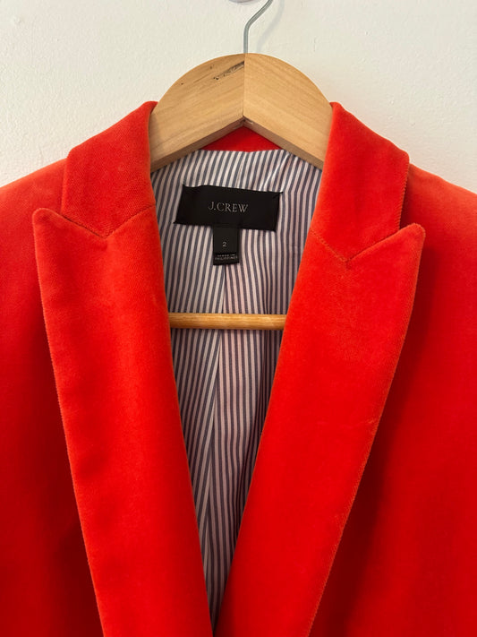 J. Crew Women's Orange Velvet Blazer Size 2