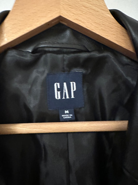 GAP Women's Vintage Black Leather Blazer Jacket | Size Medium