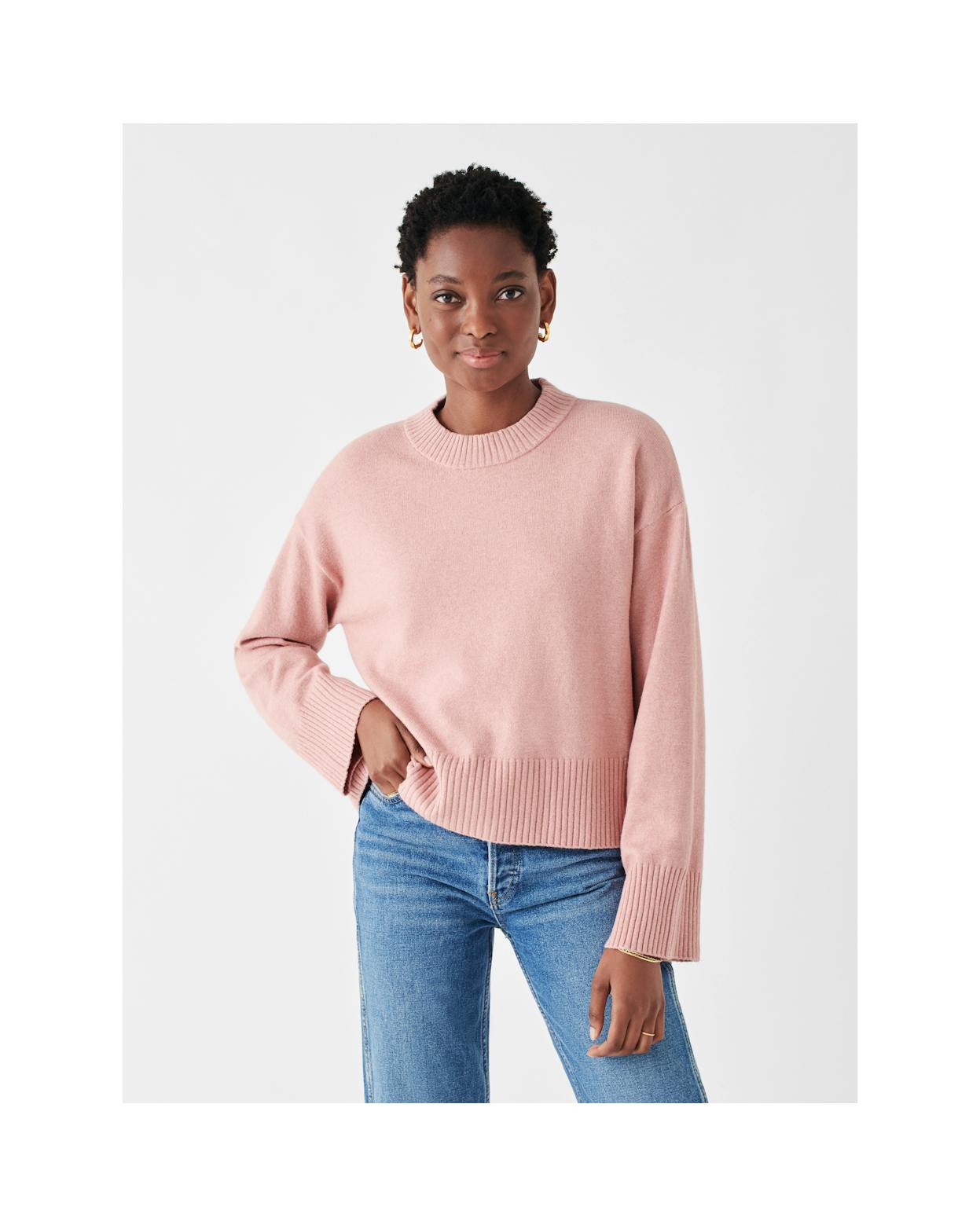 Faherty Jackson Crewneck Sweater in Rose Ash | Size XS