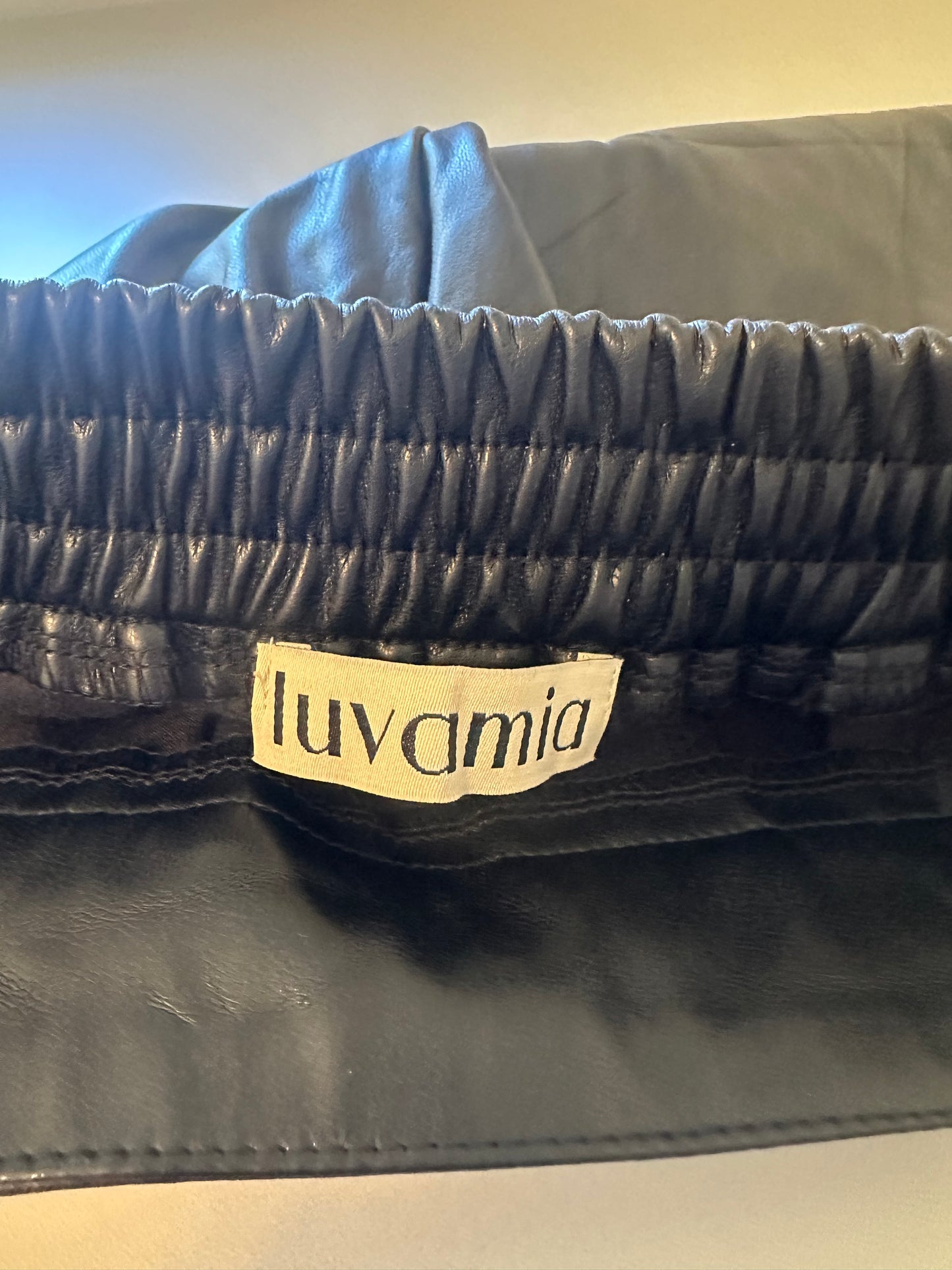 Luvamia High Waist Black Faux Leather Women's Shorts | Size Medium