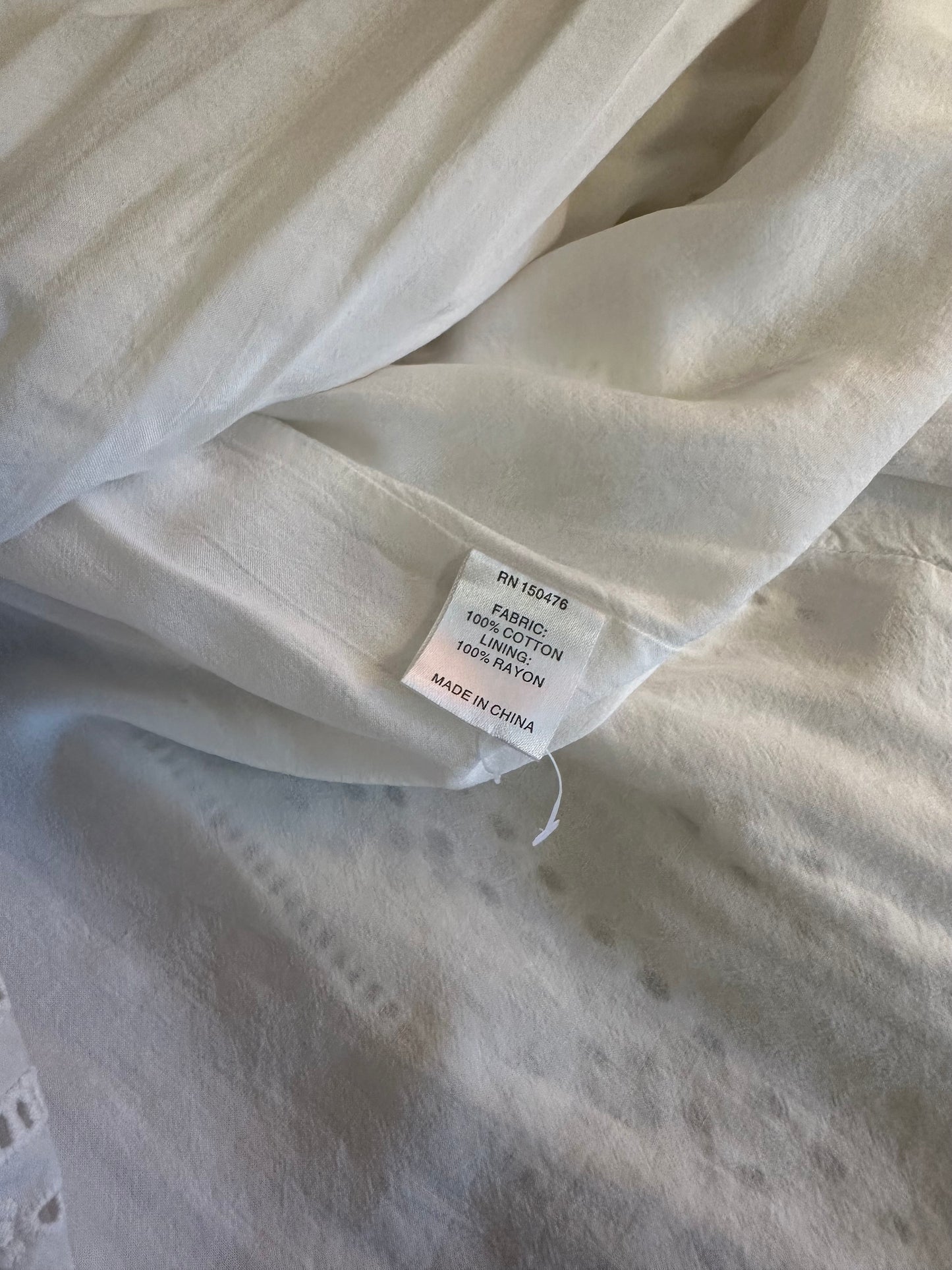 Crosby by Mollie Burch White Eyelet Ruffle Dress Size Medium