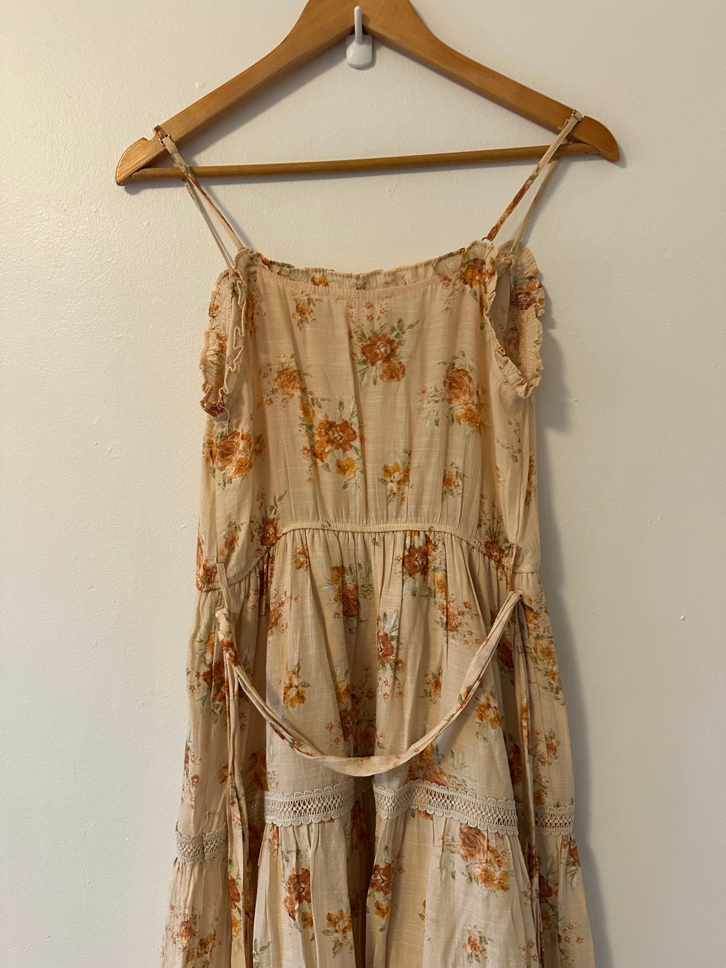 Mine - Floral Beige Maxi Dress | Size Small