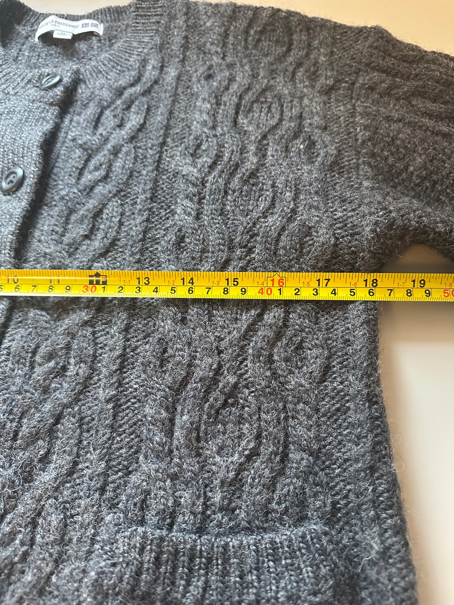 Uniqlo Dark Gray Cable Knit Wool Blend Cardigan | Size XS