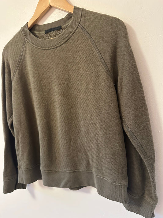 Jenni Kayne Saturday Sweatshirt in Olive Green | Size XS