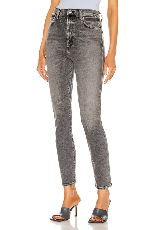 Agolde Pinch Waist High Rise Charcoal Skinny Jeans in Interlude - Size 24