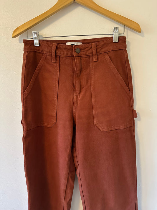 Just Black Women's High Rise Carpenter Jeans in Rust Red | Size 27