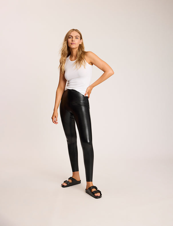 Commando Black Faux Leather Leggings | Size Medium