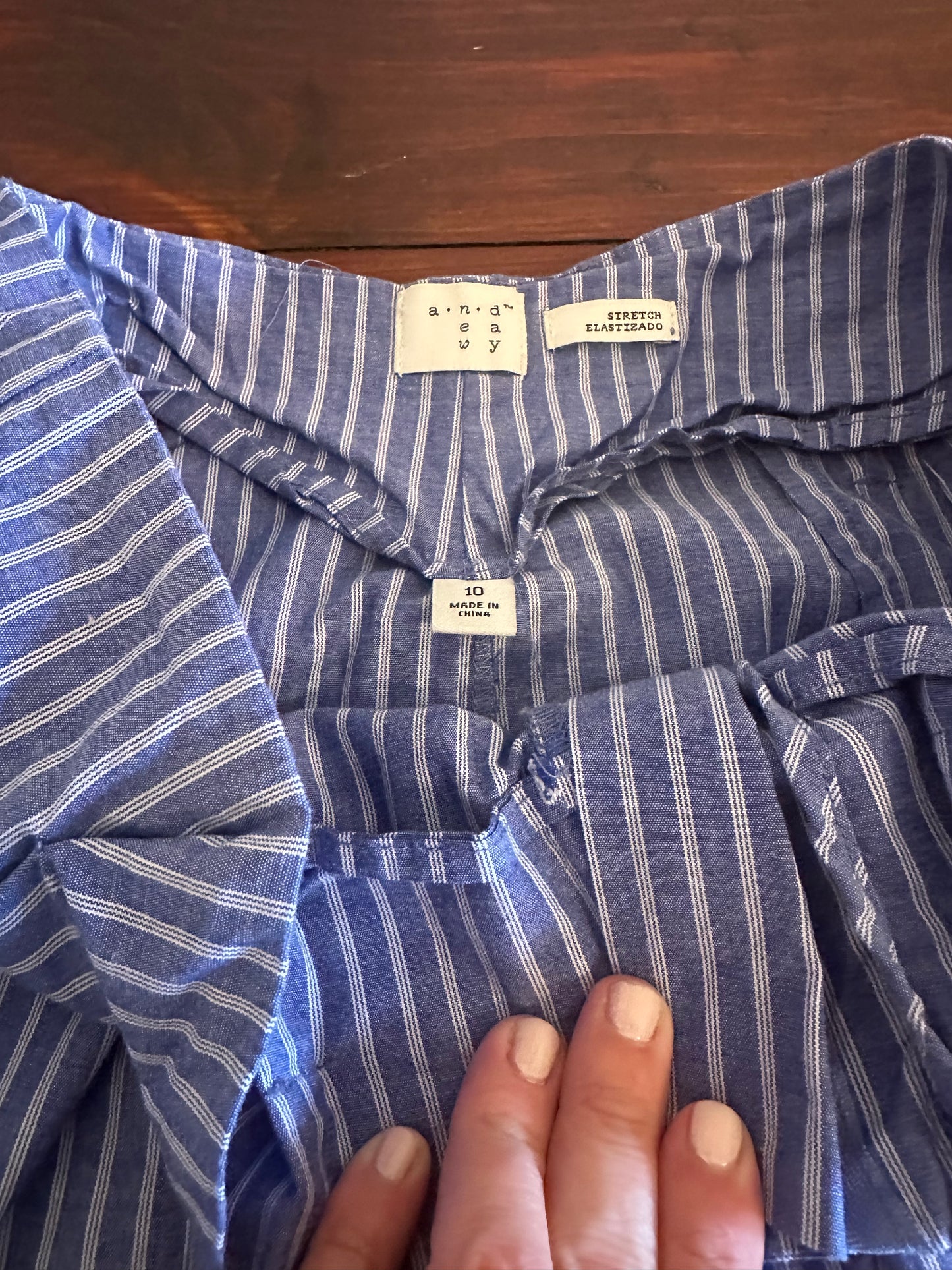 A New Day Blue Striped Wide-Leg Pants Size 10